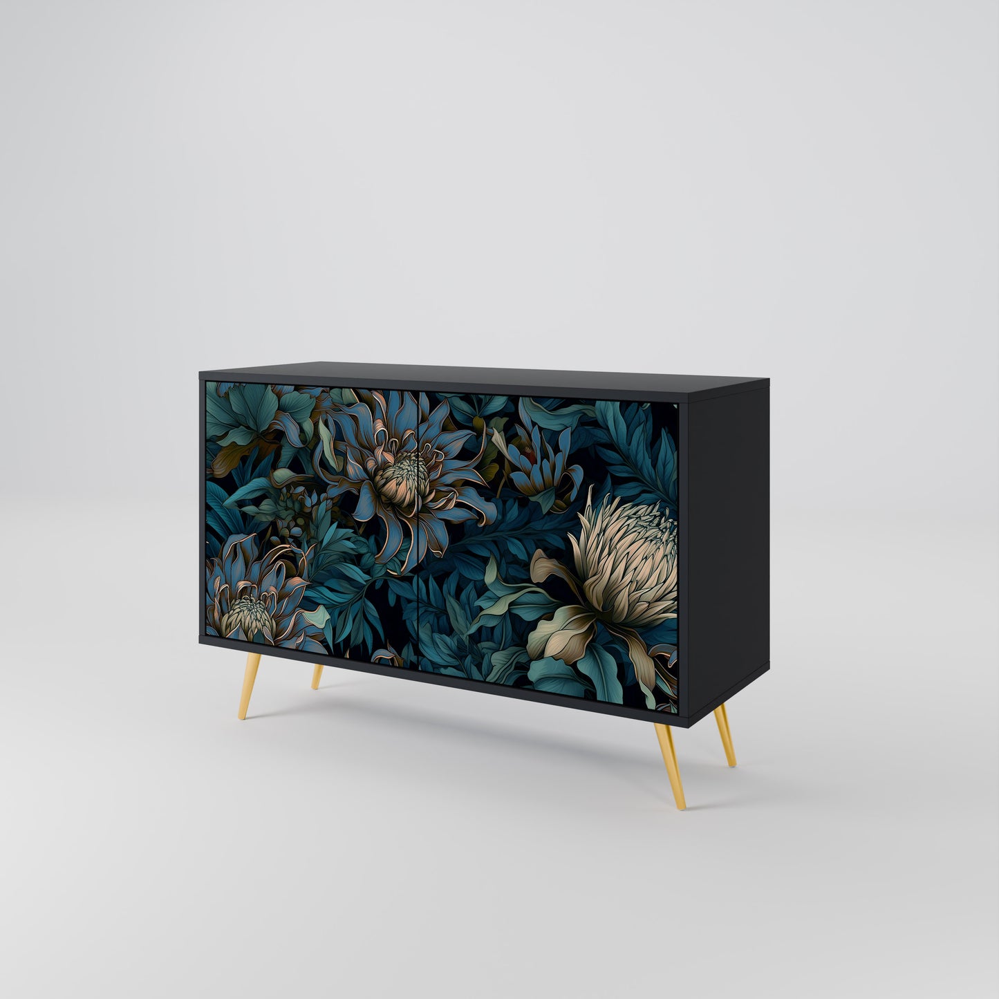 TWILIGHT BLOOM 2-dörrars skänk i svart finish