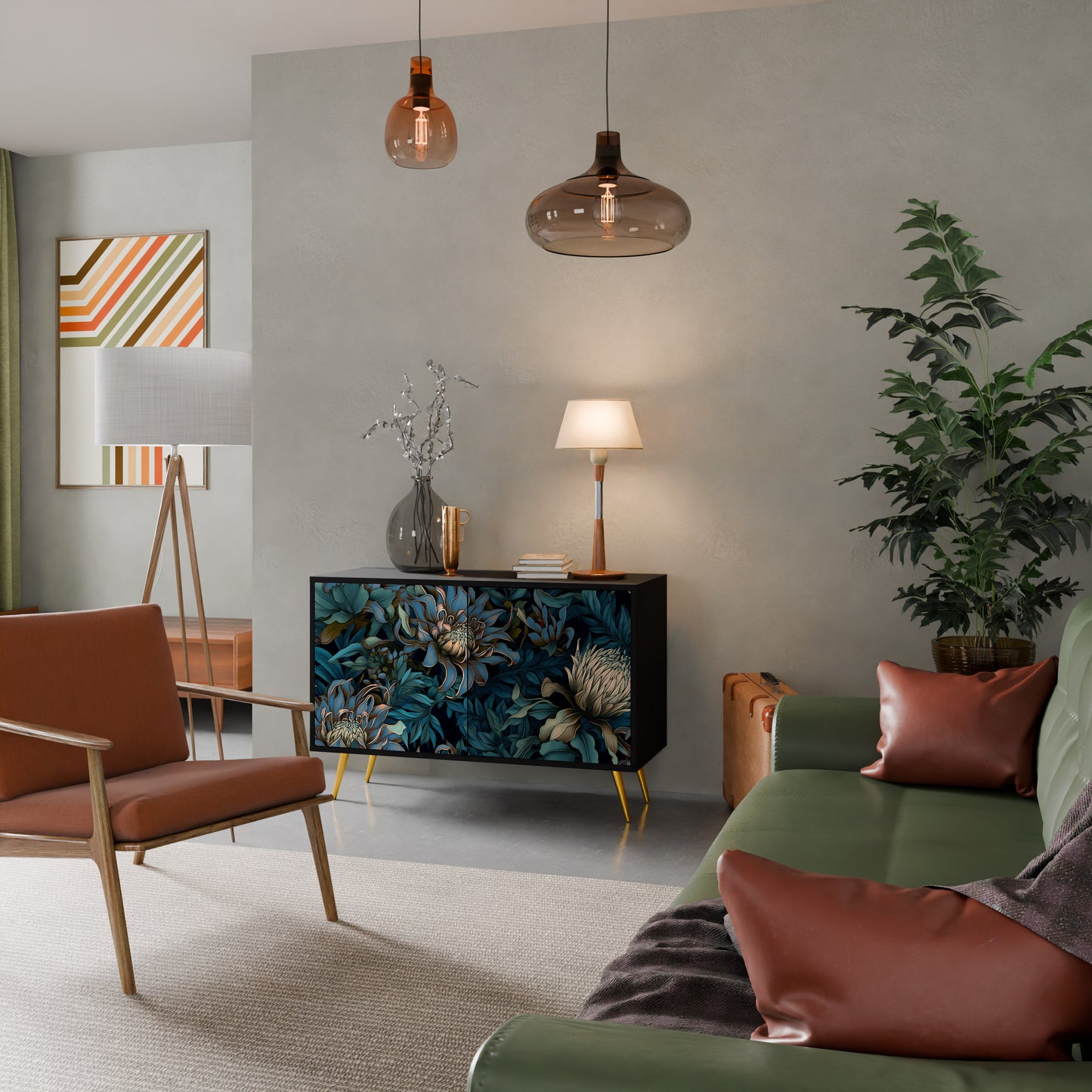 TWILIGHT BLOOM 2-dörrars skänk i svart finish