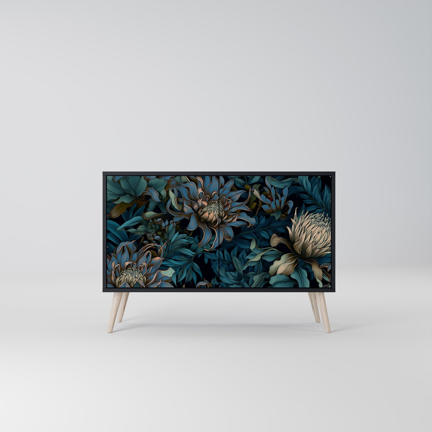 TWILIGHT BLOOM 2-dörrars skänk i svart finish