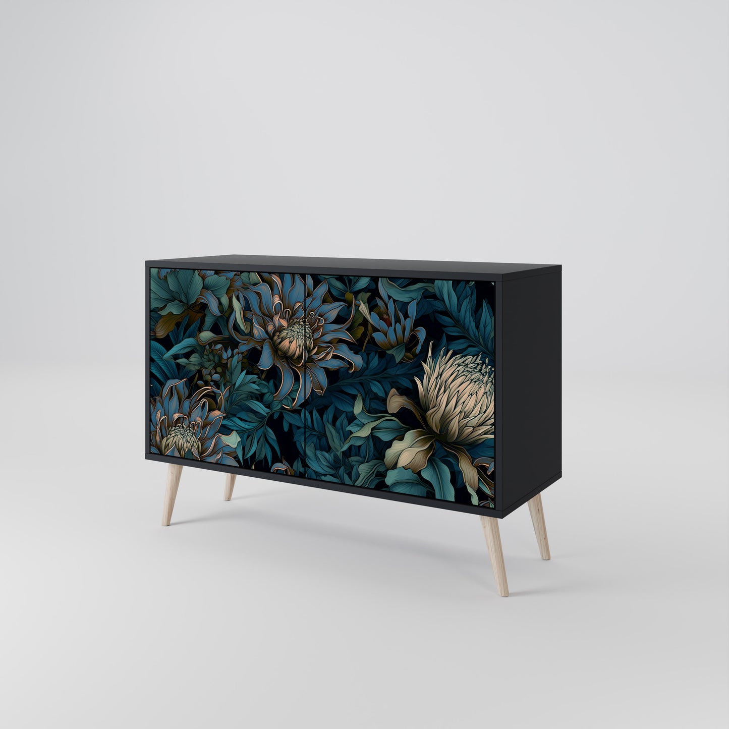 TWILIGHT BLOOM 2-dörrars skänk i svart finish