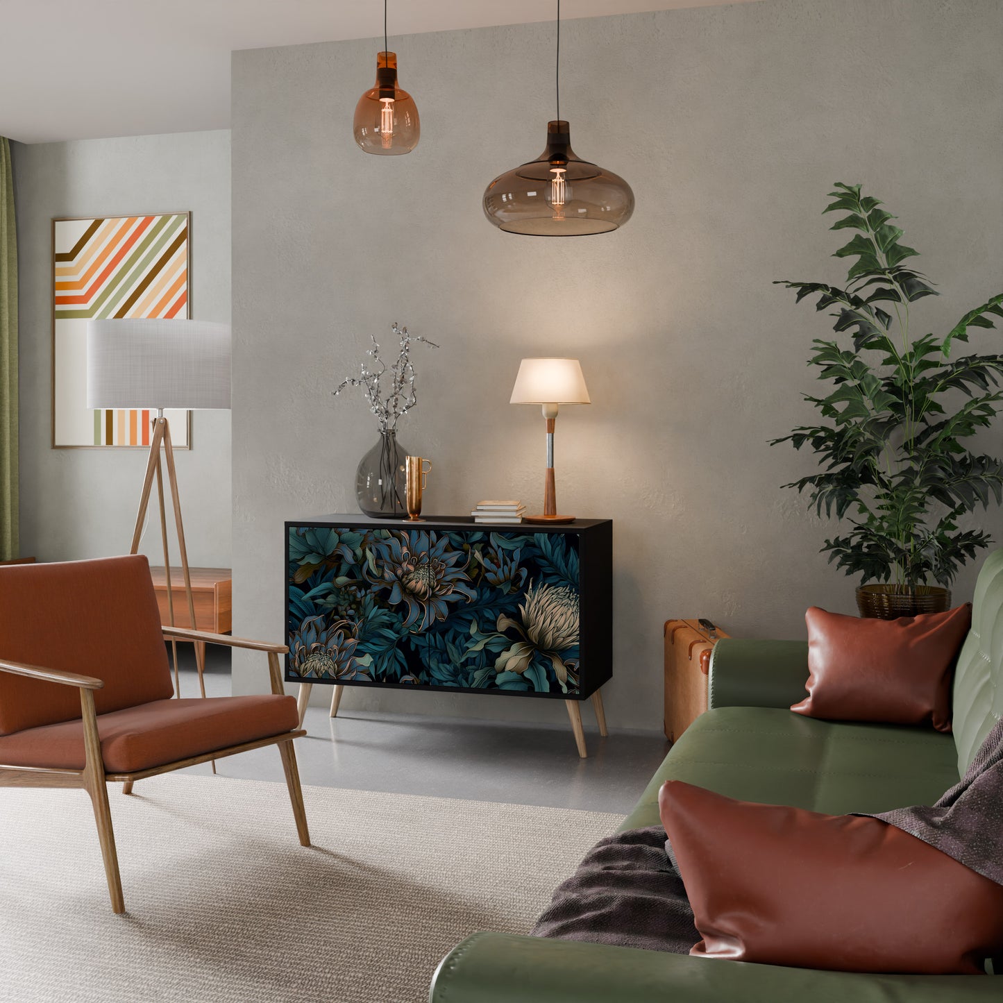 TWILIGHT BLOOM 2-dörrars skänk i svart finish