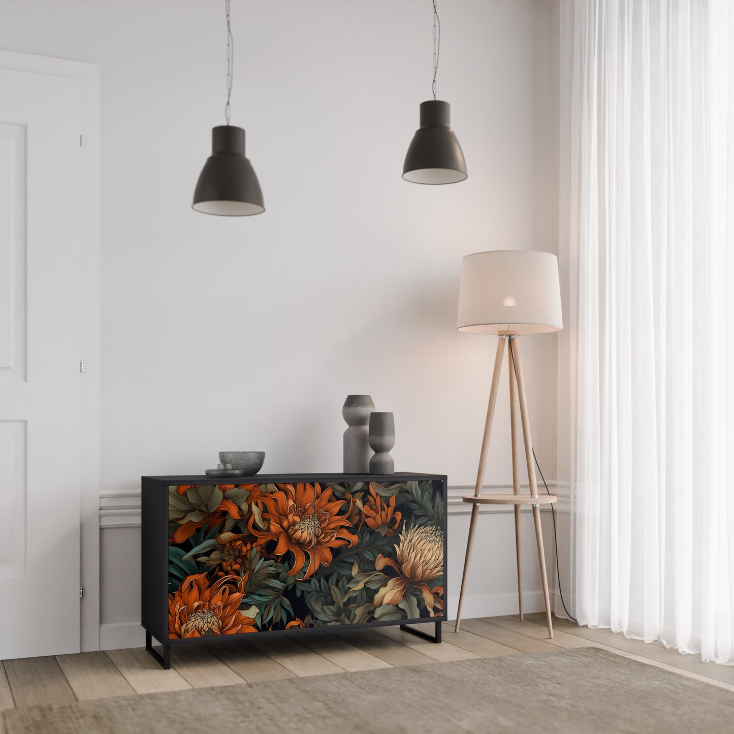 DAWN BLOOM 2-dörrars skänk i svart finish