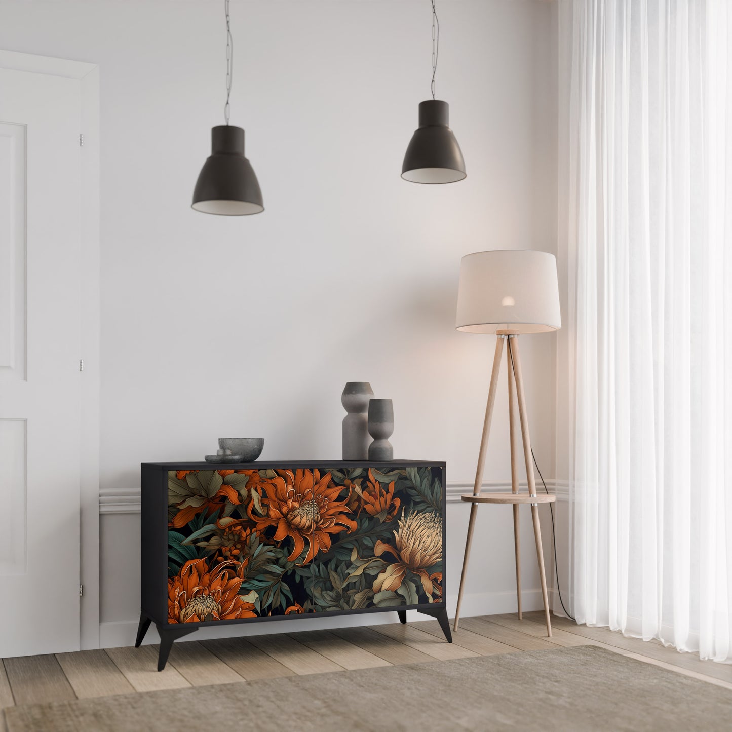 DAWN BLOOM 2-dörrars skänk i svart finish