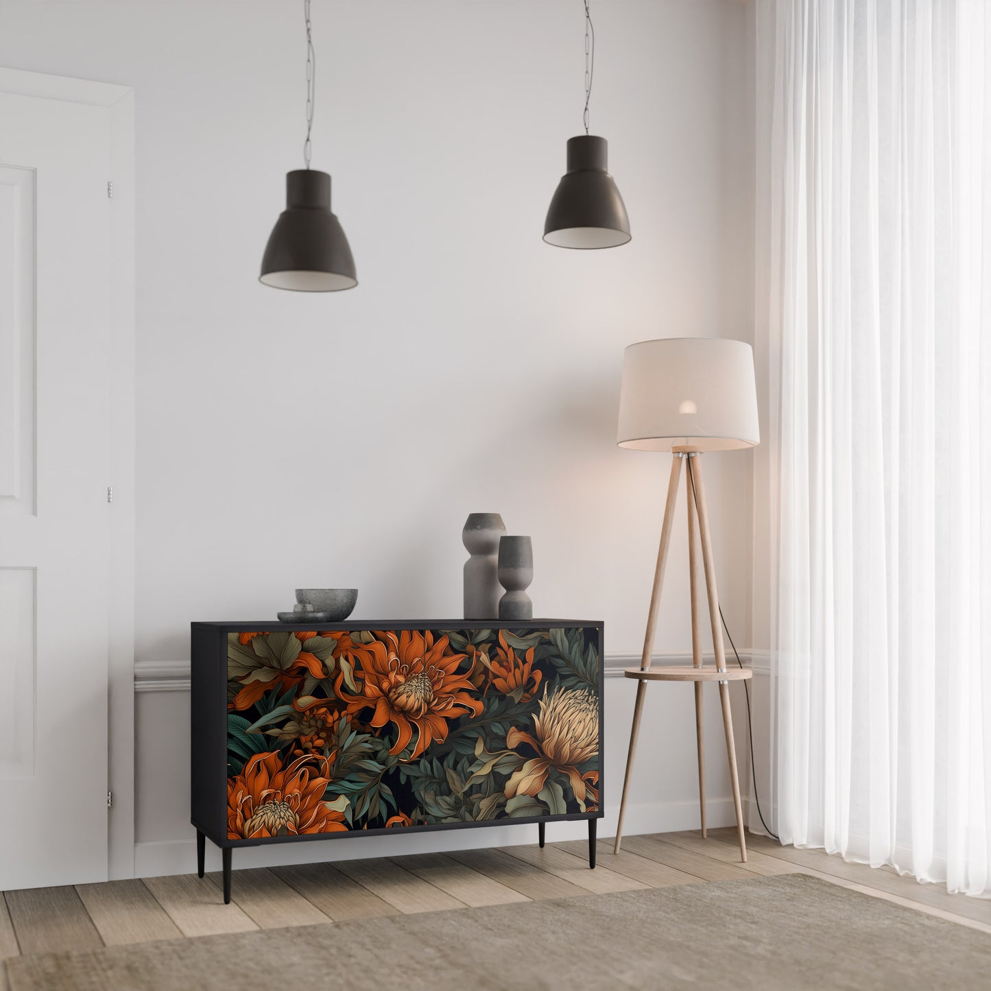 DAWN BLOOM 2-dörrars skänk i svart finish