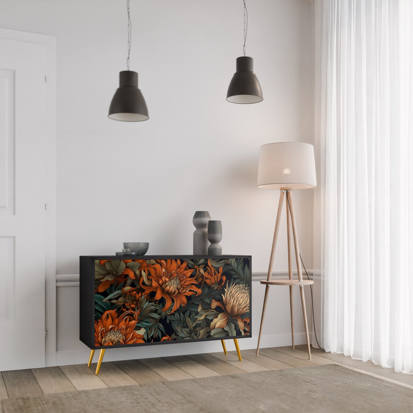 DAWN BLOOM 2-dörrars skänk i svart finish