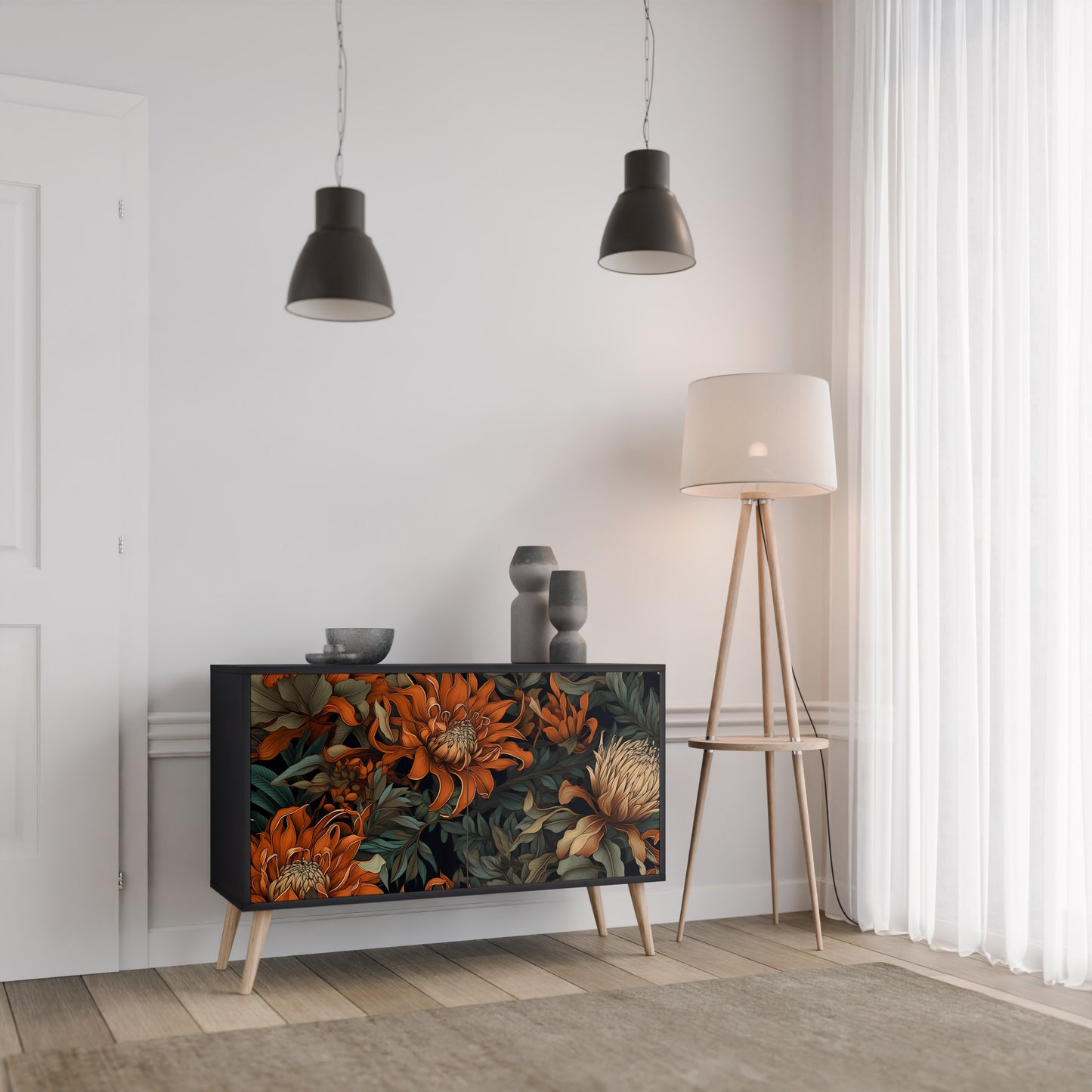 DAWN BLOOM 2-dörrars skänk i svart finish