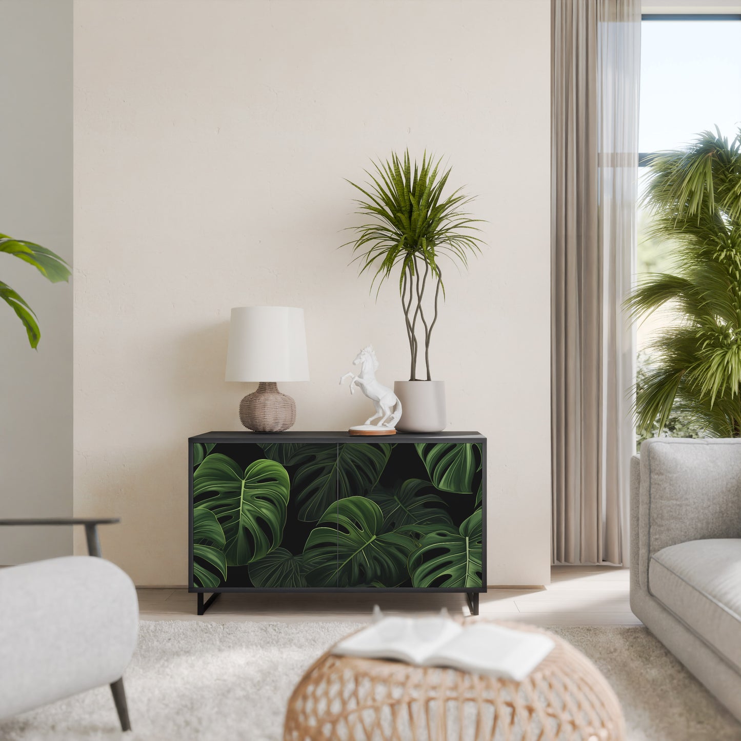 INFINITE MONSTERA 2-dörrars skänk i svart finish