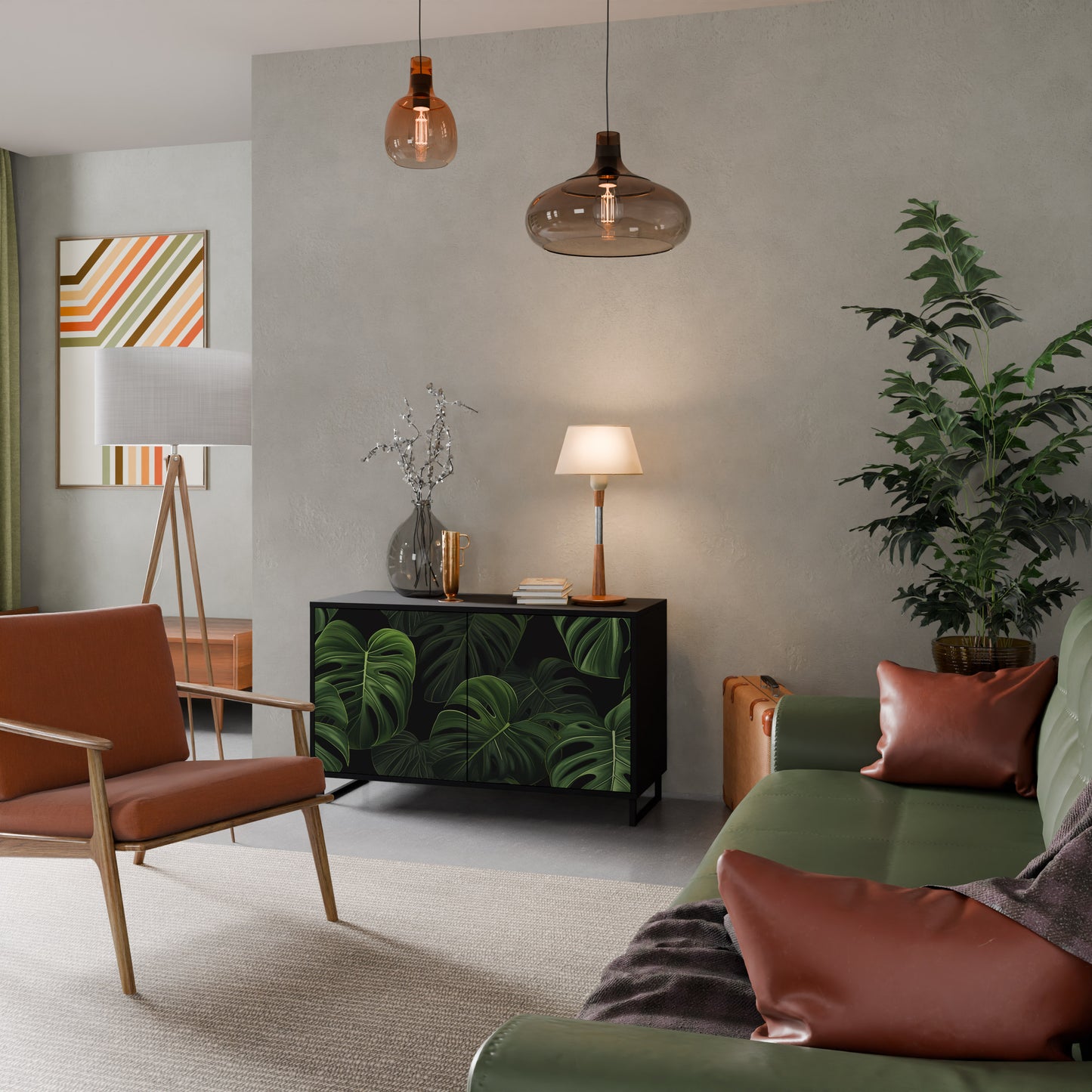 INFINITE MONSTERA 2-dörrars skänk i svart finish