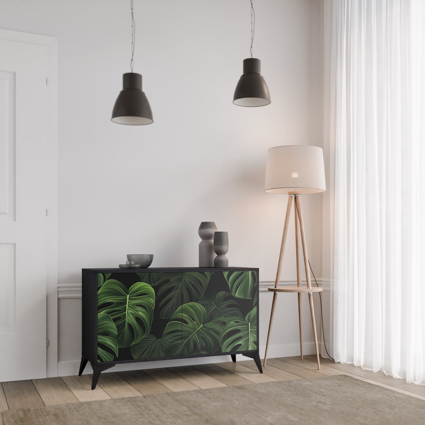 INFINITE MONSTERA 2-dörrars skänk i svart finish