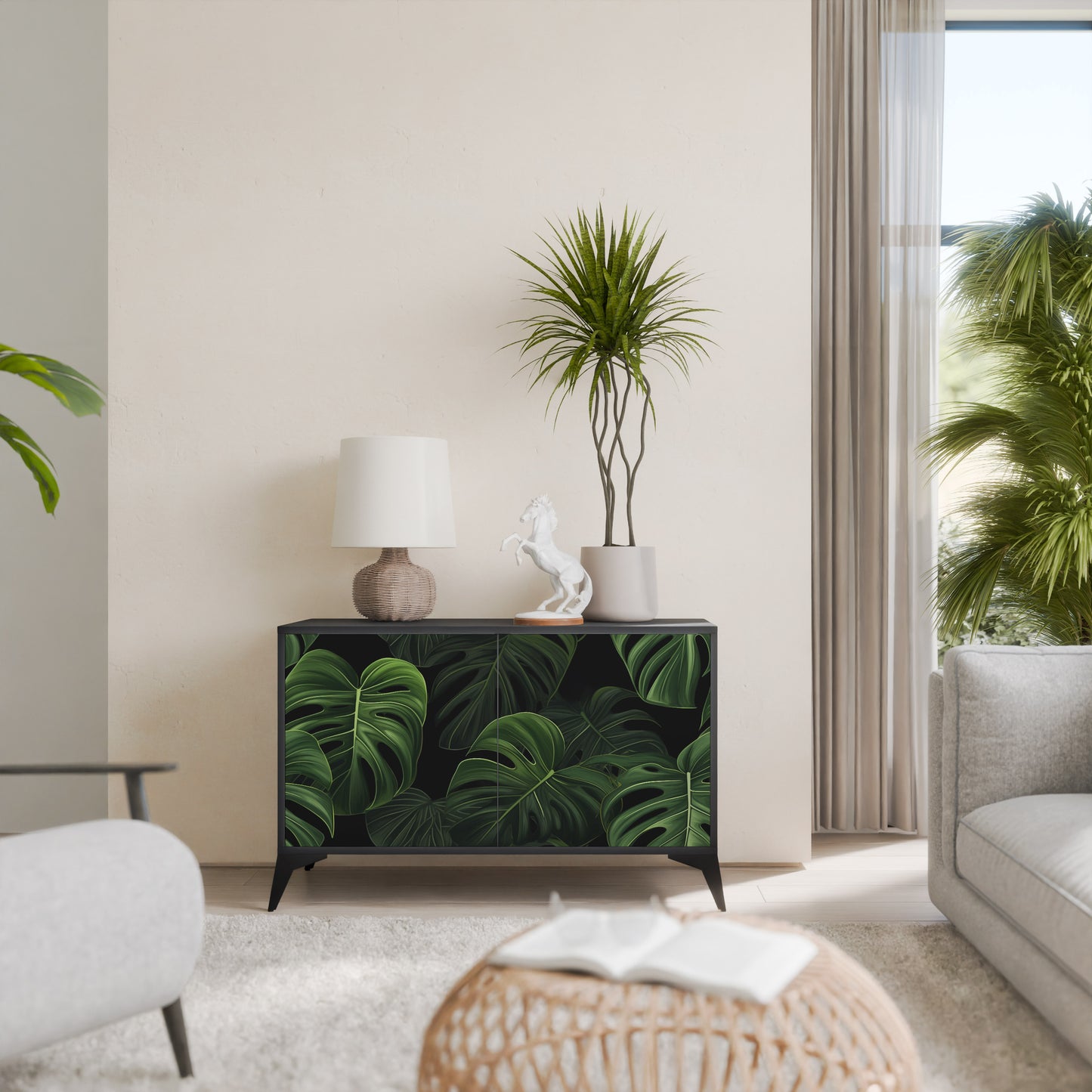 INFINITE MONSTERA 2-dörrars skänk i svart finish