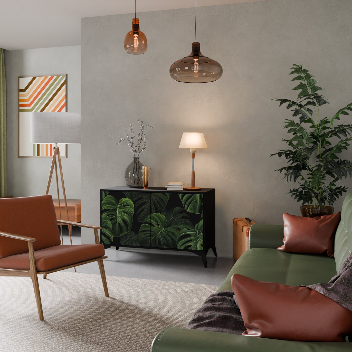 INFINITE MONSTERA 2-dörrars skänk i svart finish