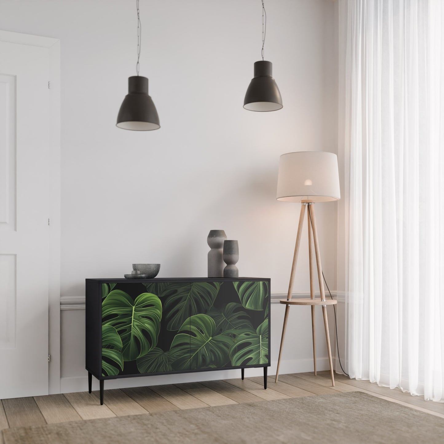 INFINITE MONSTERA 2-dörrars skänk i svart finish
