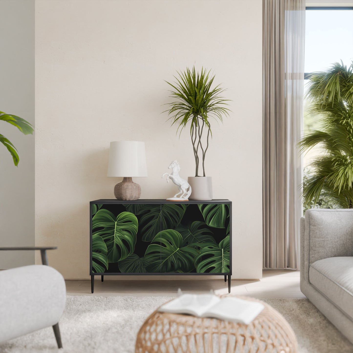 INFINITE MONSTERA 2-dörrars skänk i svart finish