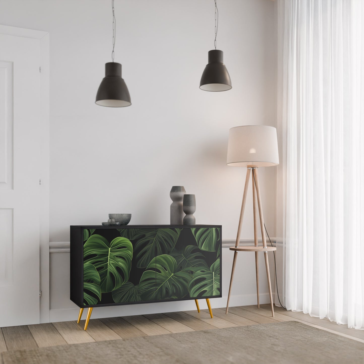 INFINITE MONSTERA 2-dörrars skänk i svart finish