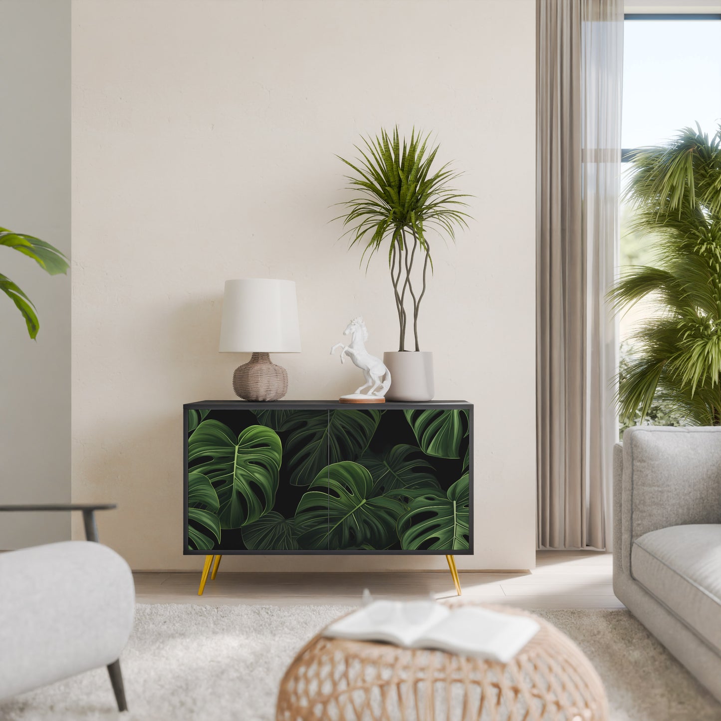 INFINITE MONSTERA 2-dörrars skänk i svart finish