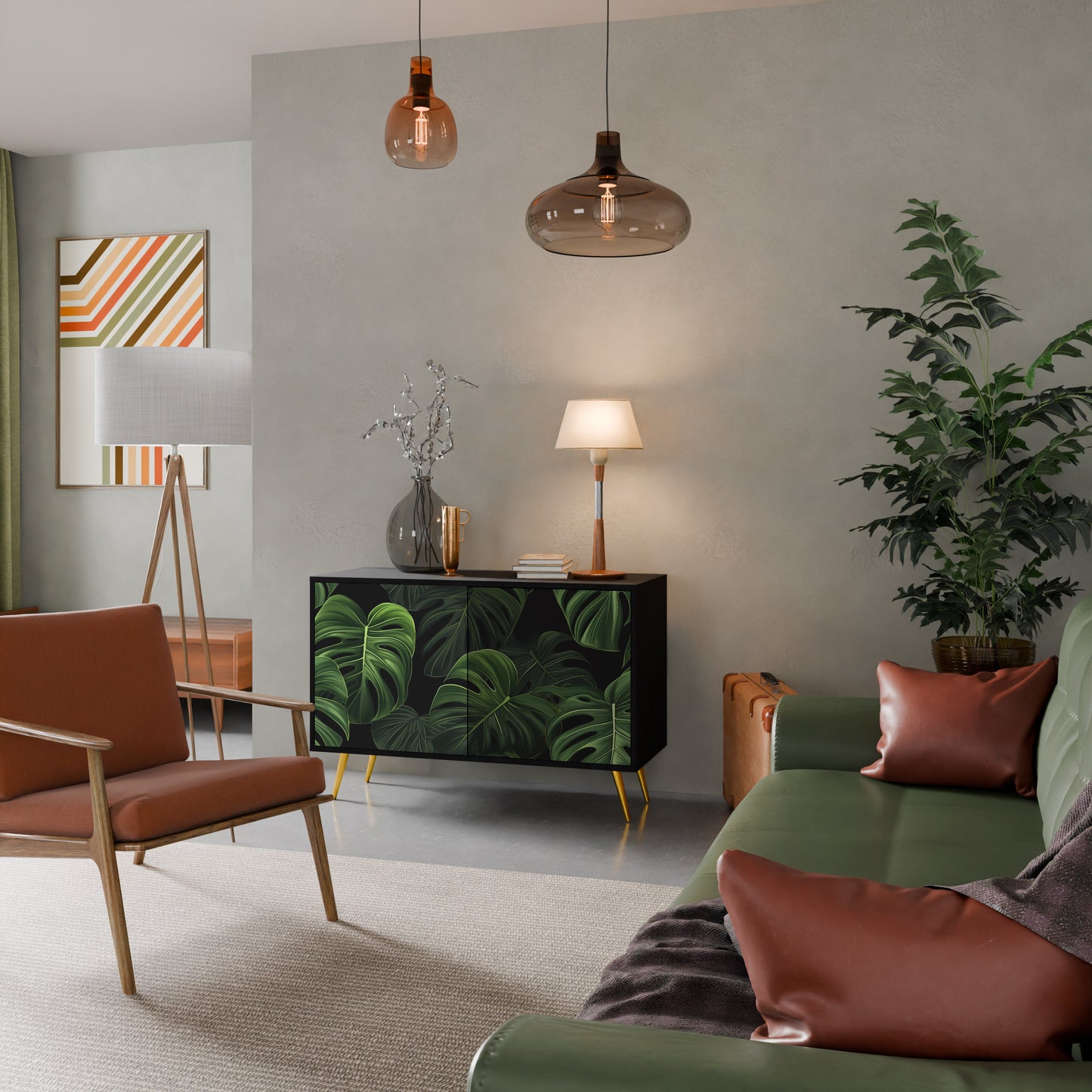 INFINITE MONSTERA 2-dörrars skänk i svart finish