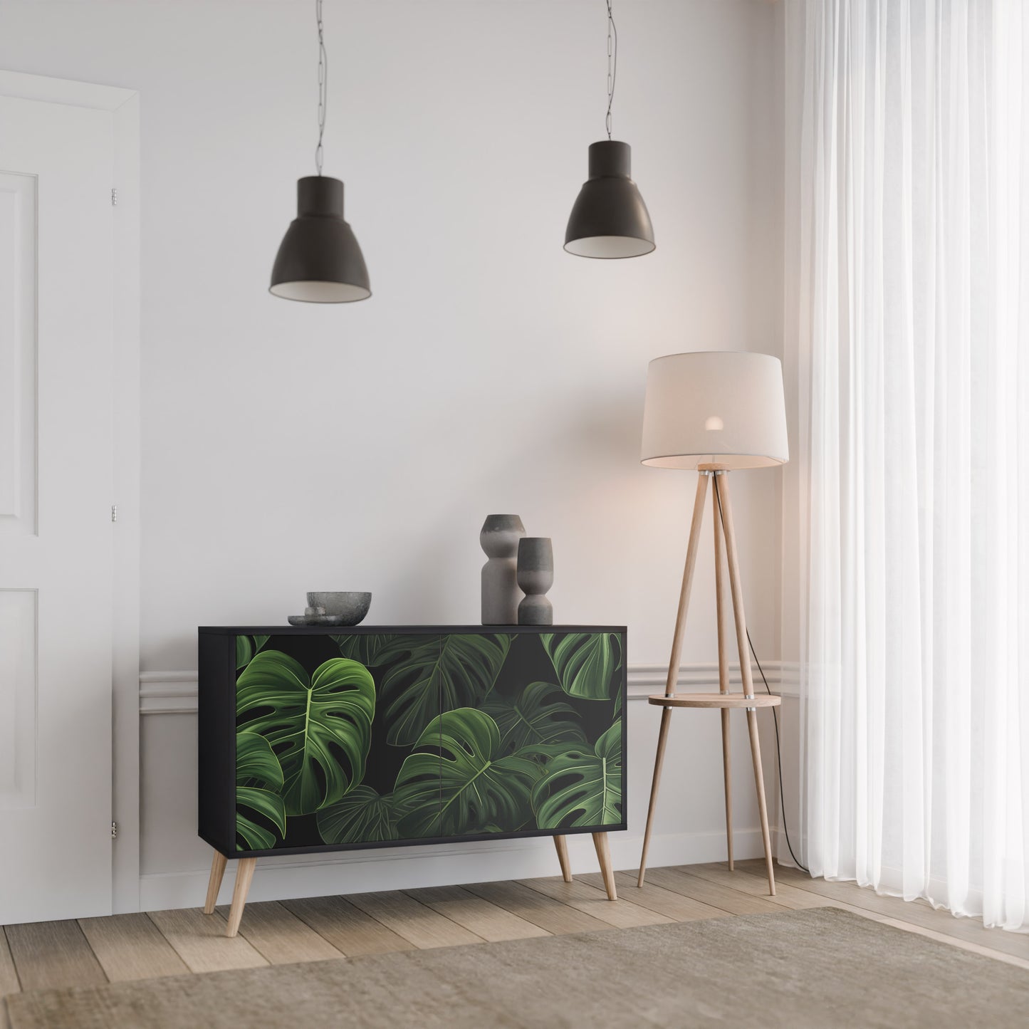 INFINITE MONSTERA 2-dörrars skänk i svart finish