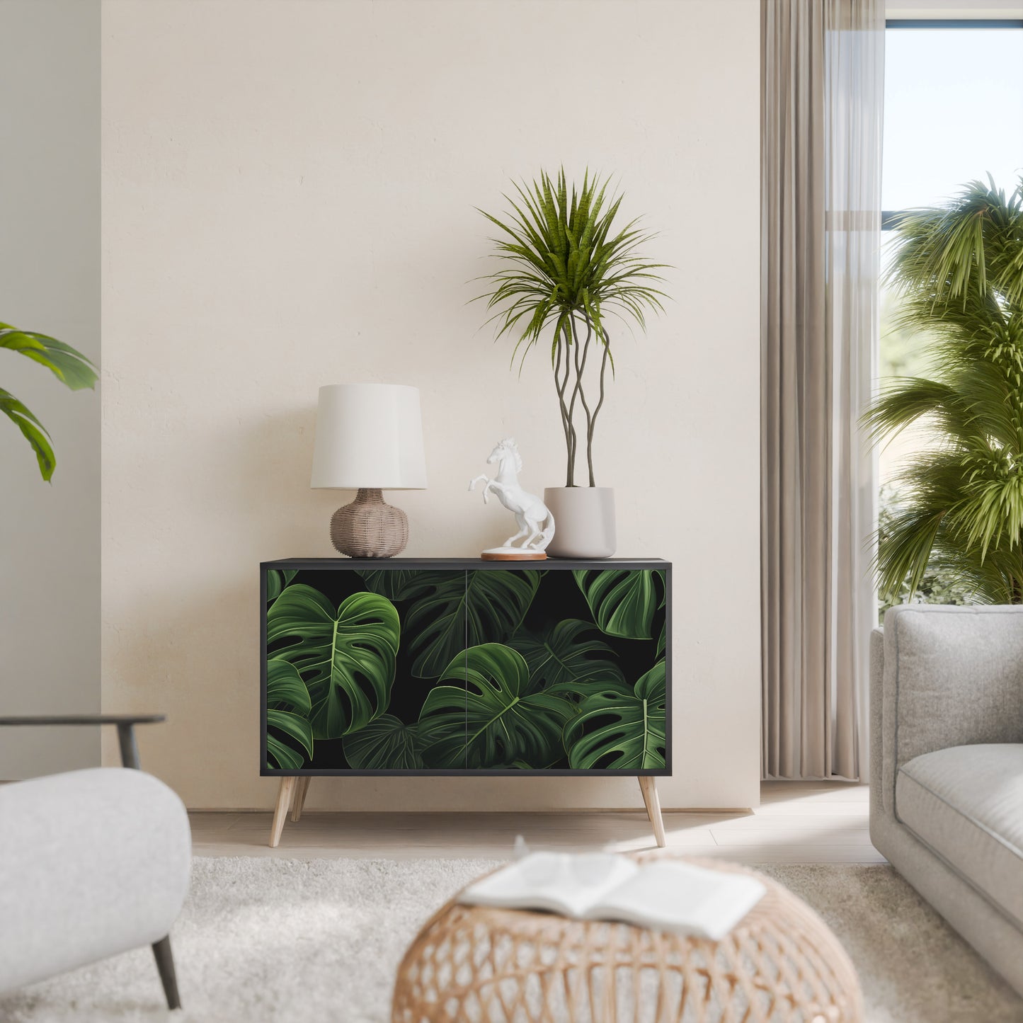 INFINITE MONSTERA 2-dörrars skänk i svart finish