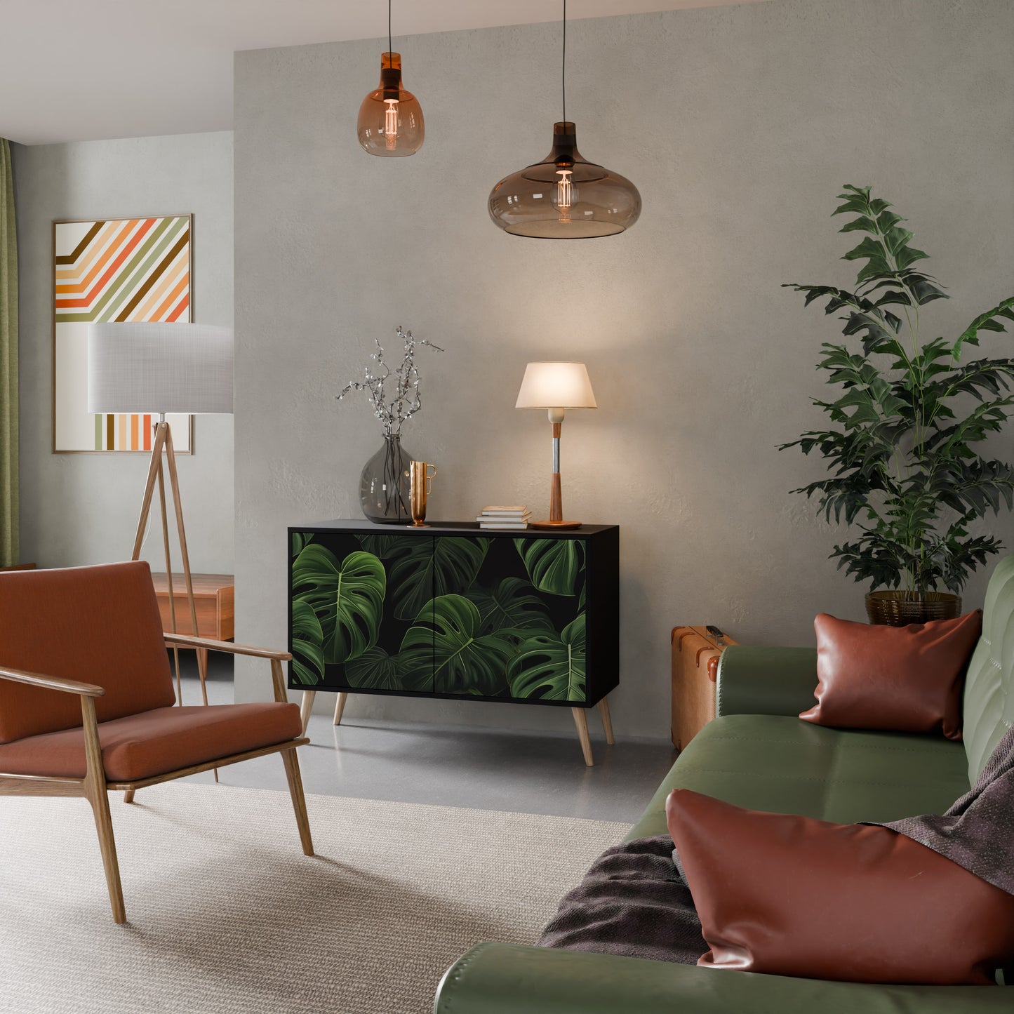 INFINITE MONSTERA 2-dörrars skänk i svart finish