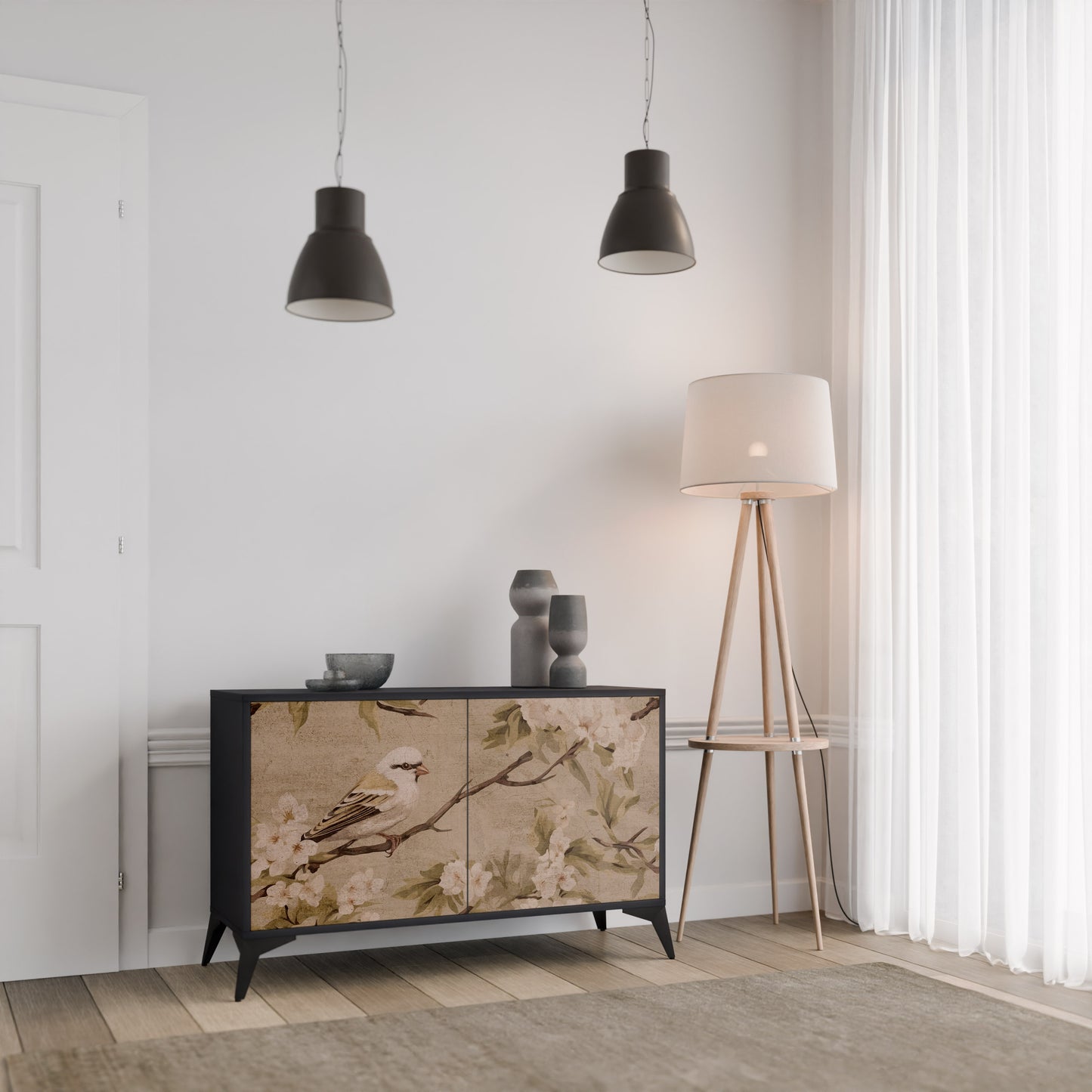 PETAL DISTINGUISH 2-Door Sideboard in Black Finish
