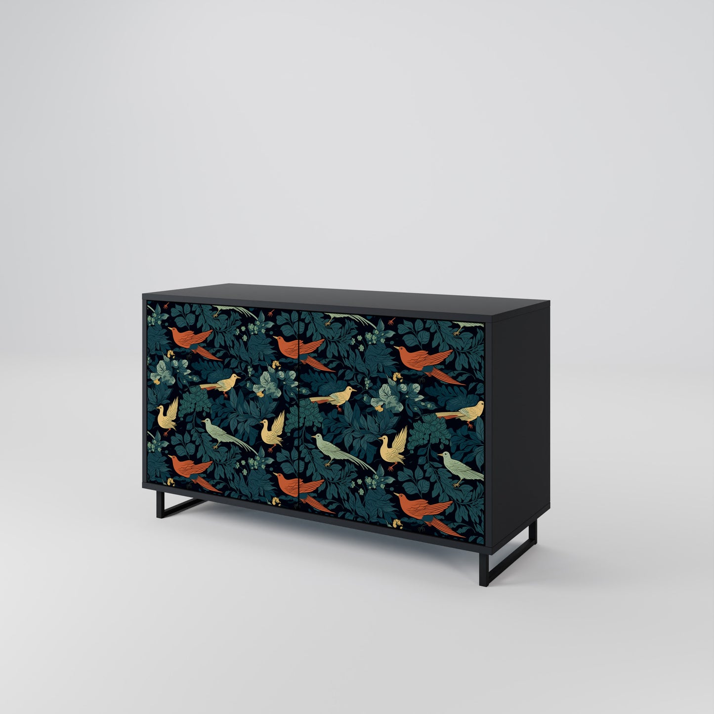 FOWL ORNAMENT 2-Door Sideboard in Black Finish