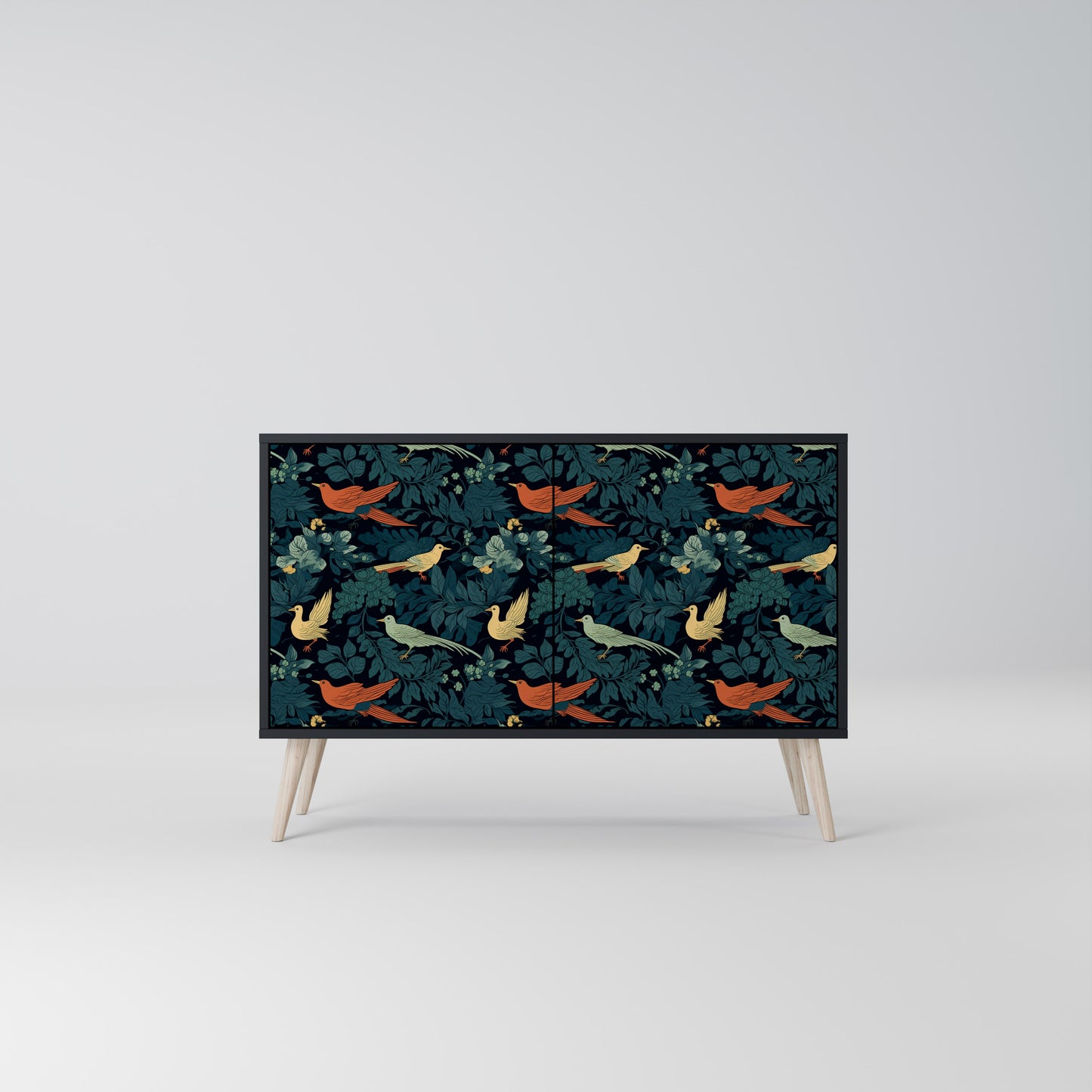 FOWL ORNAMENT 2-Door Sideboard in Black Finish