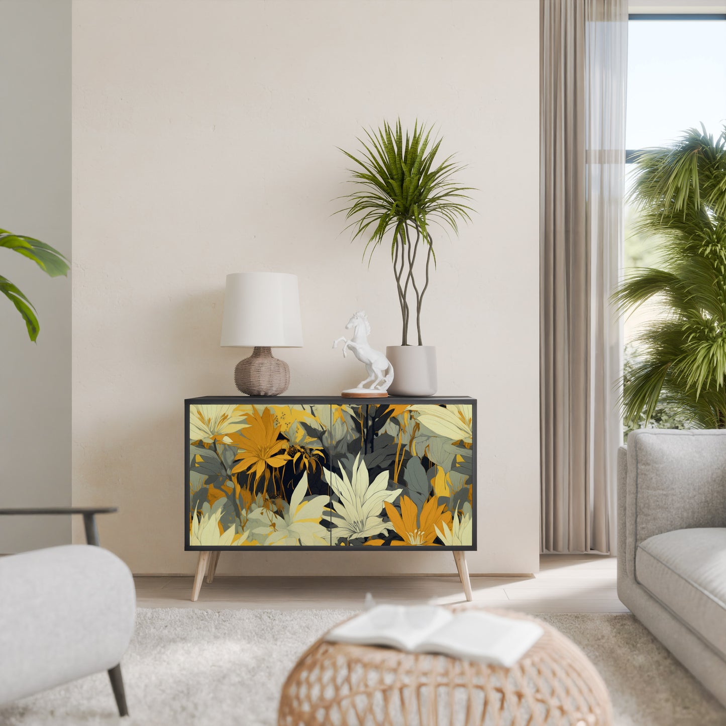 SUNKISSED LILY 2-Door Sideboard in Black Finish