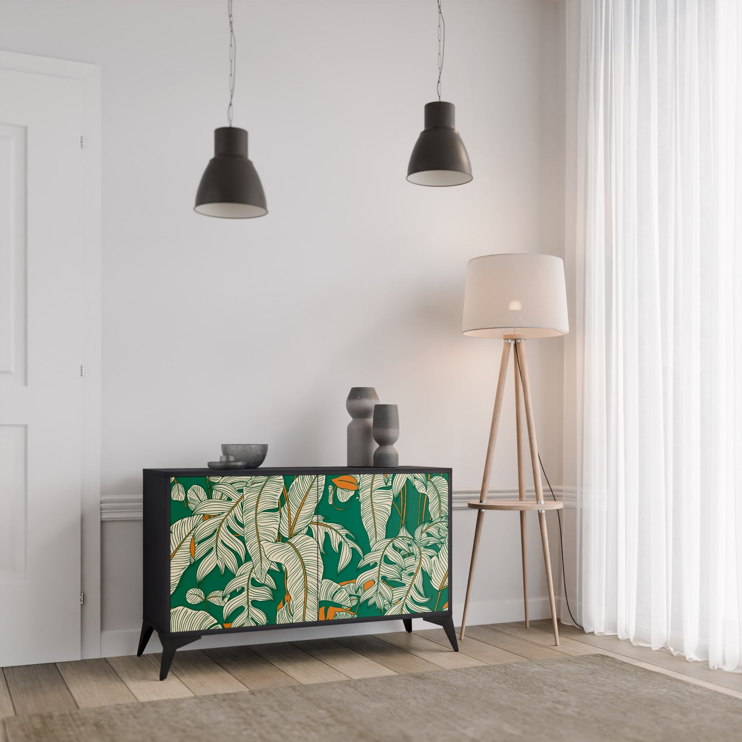 VERDANT PLEASURES 2-Door Sideboard in Black Finish