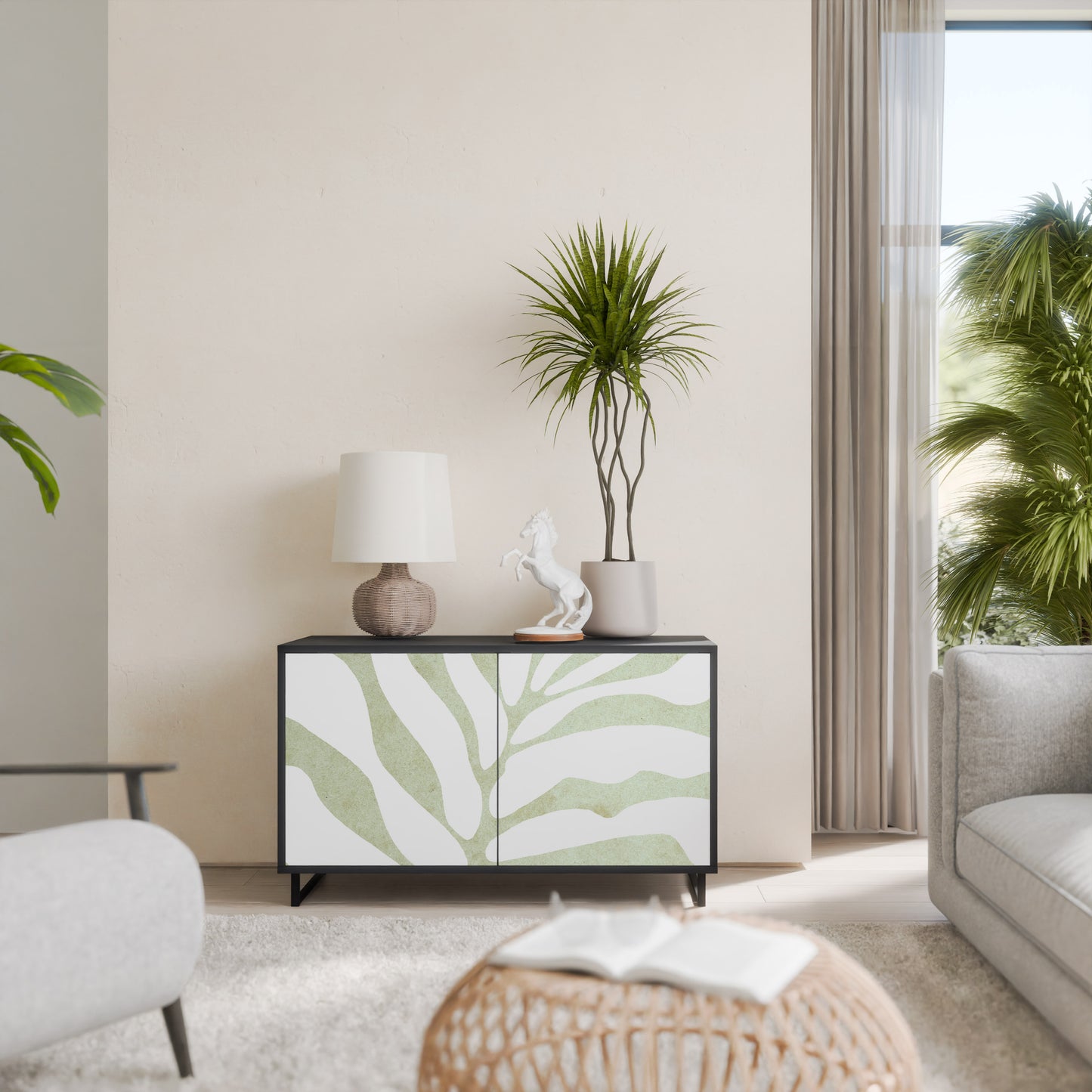 BOTANICAL SPARK 2-dörrars skänk i svart finish