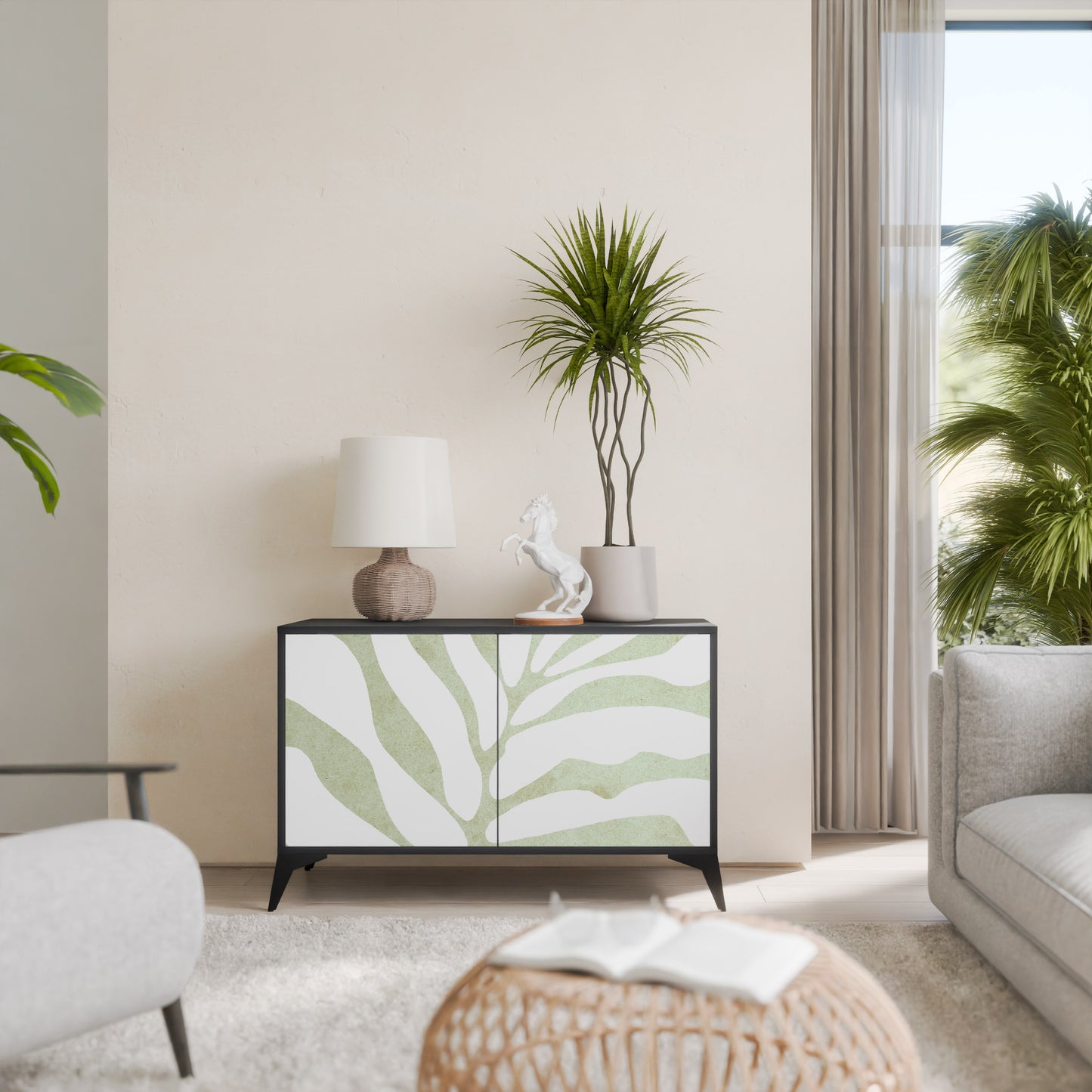 BOTANICAL SPARK 2-dörrars skänk i svart finish