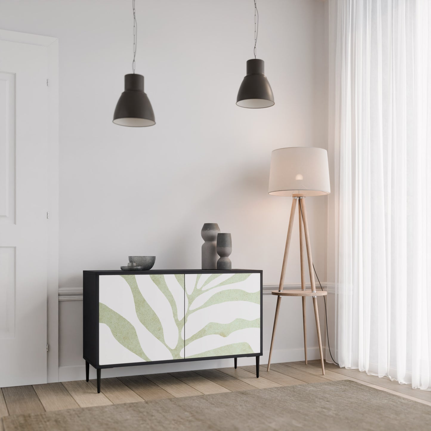 BOTANICAL SPARK 2-dörrars skänk i svart finish