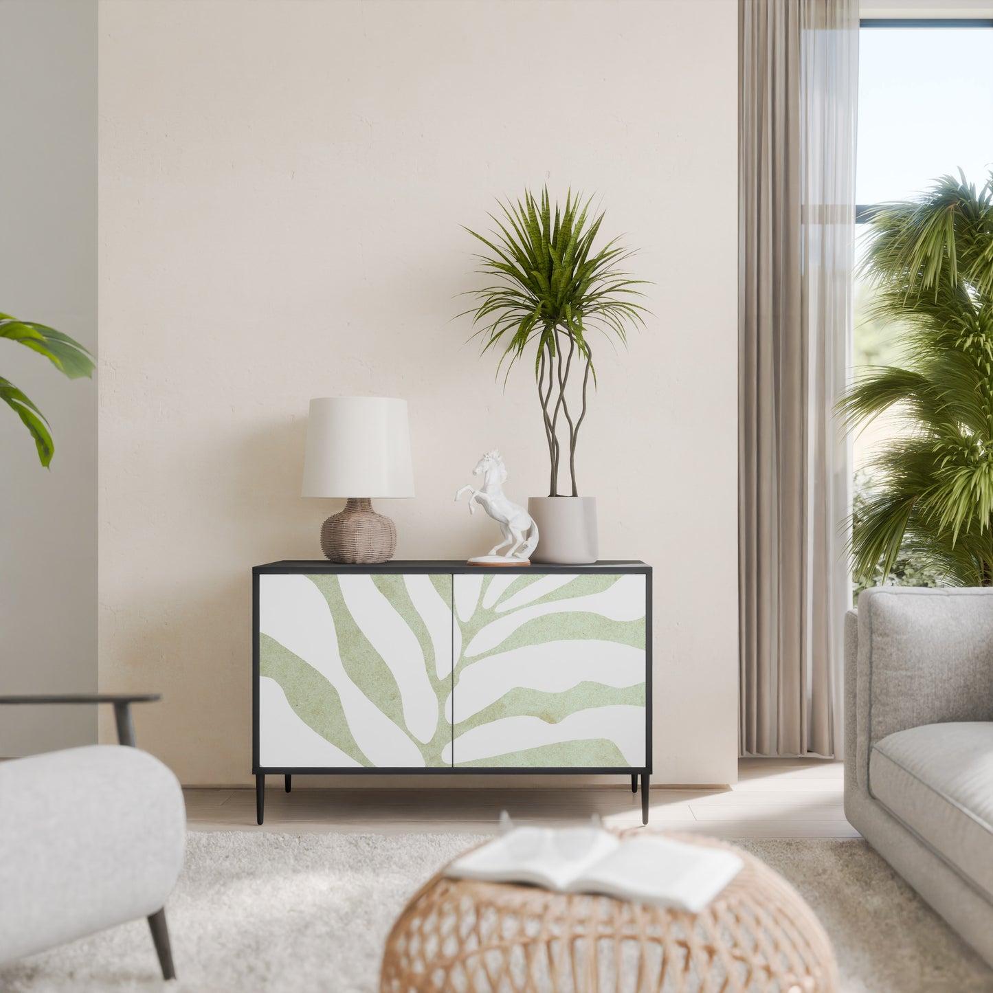 BOTANICAL SPARK 2-dörrars skänk i svart finish
