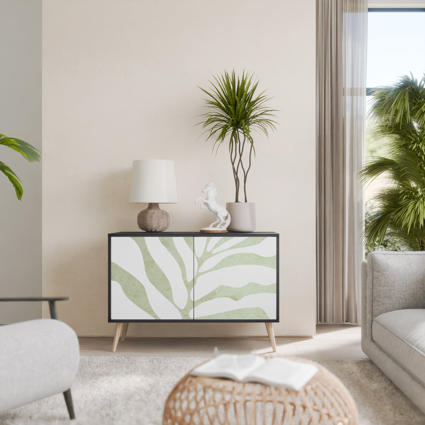 BOTANICAL SPARK 2-dörrars skänk i svart finish