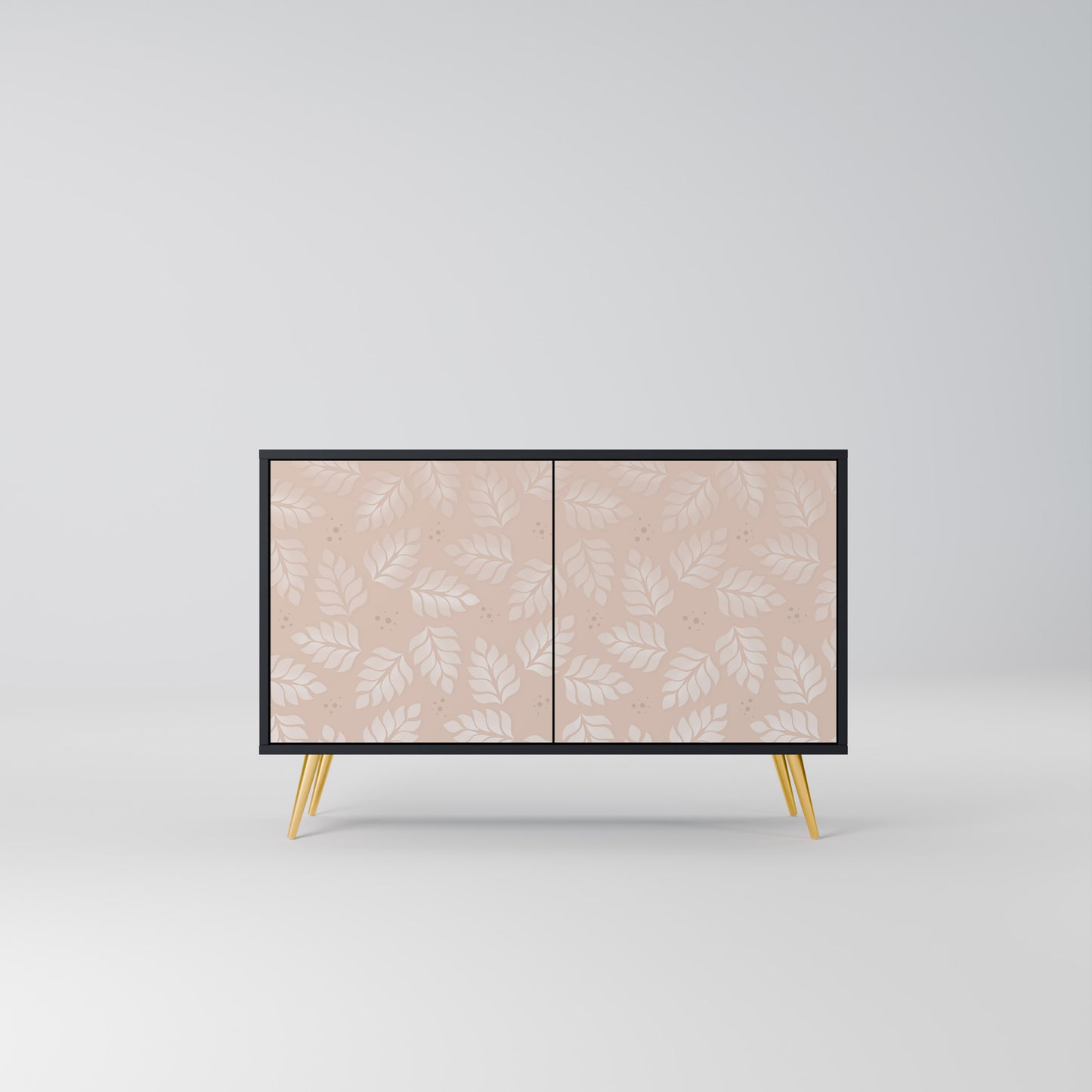 LEAVES ON BEIGE 2-Door Sideboard in Black Finish