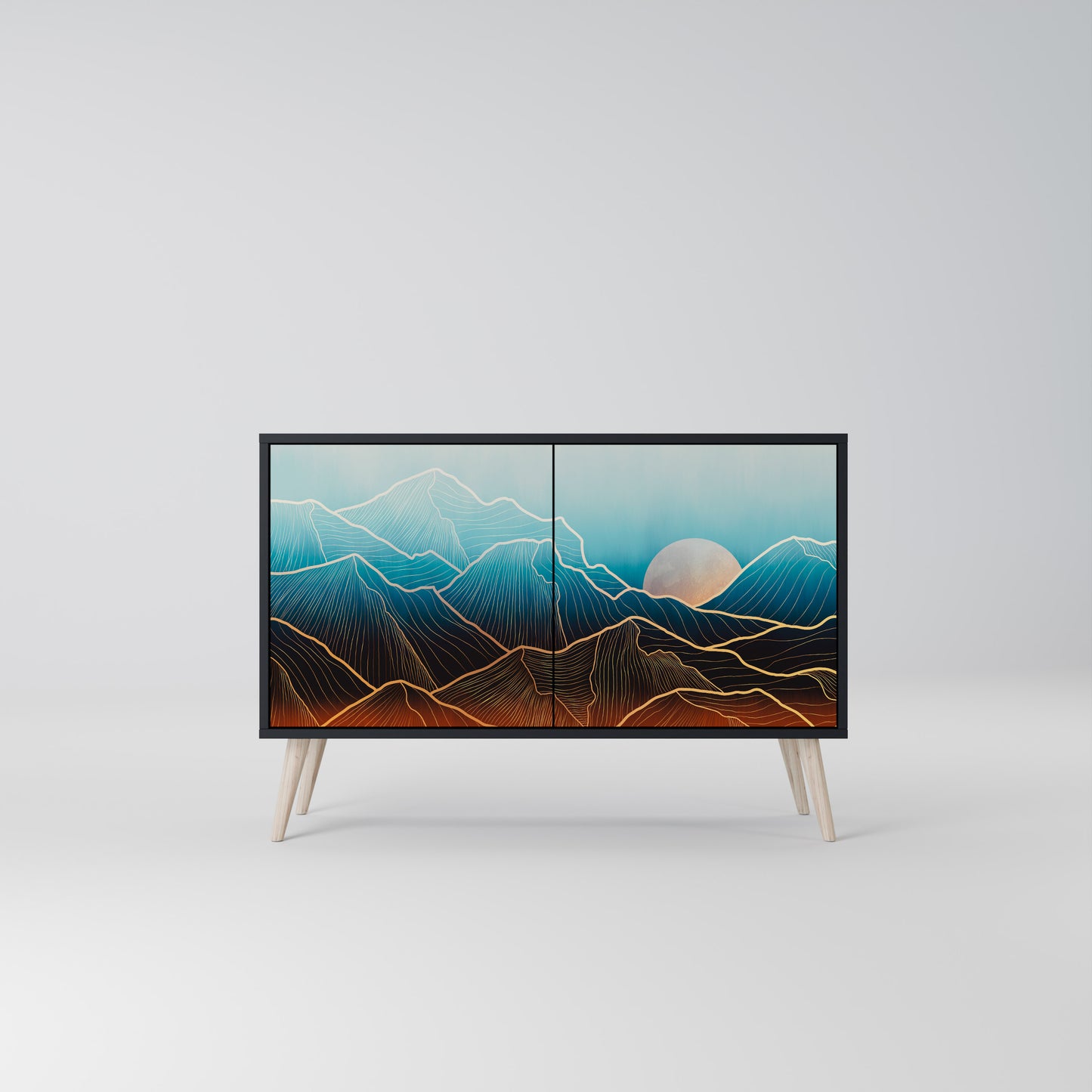 LUNAR SECRETS 2-Door Sideboard in Black Finish