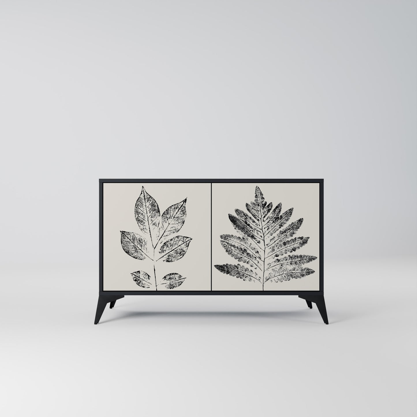 LEAFY STAMPS 2-Door Sideboard in Black Finish