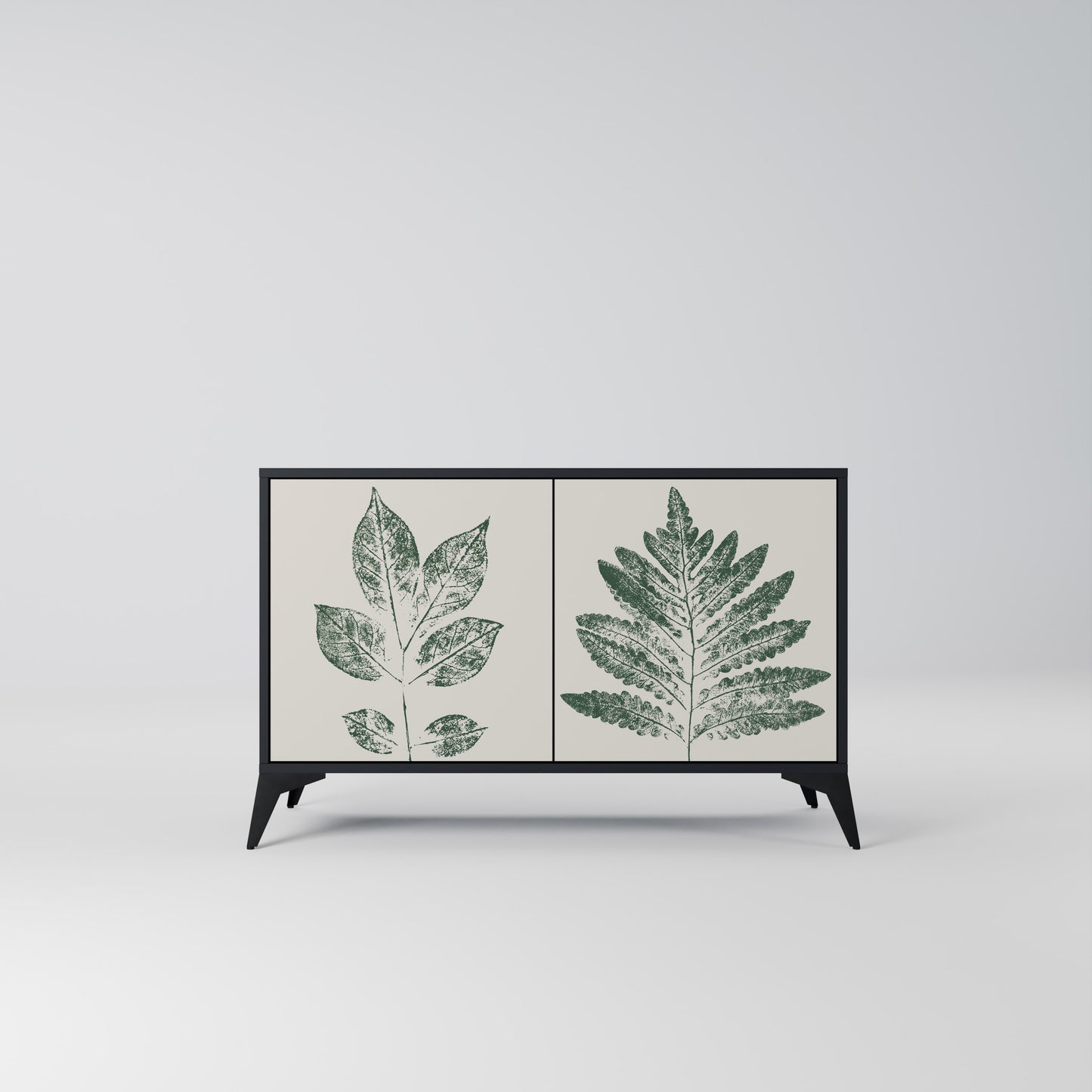 GREEN LEAFY STAMPS 2-Door Sideboard in Black Finish