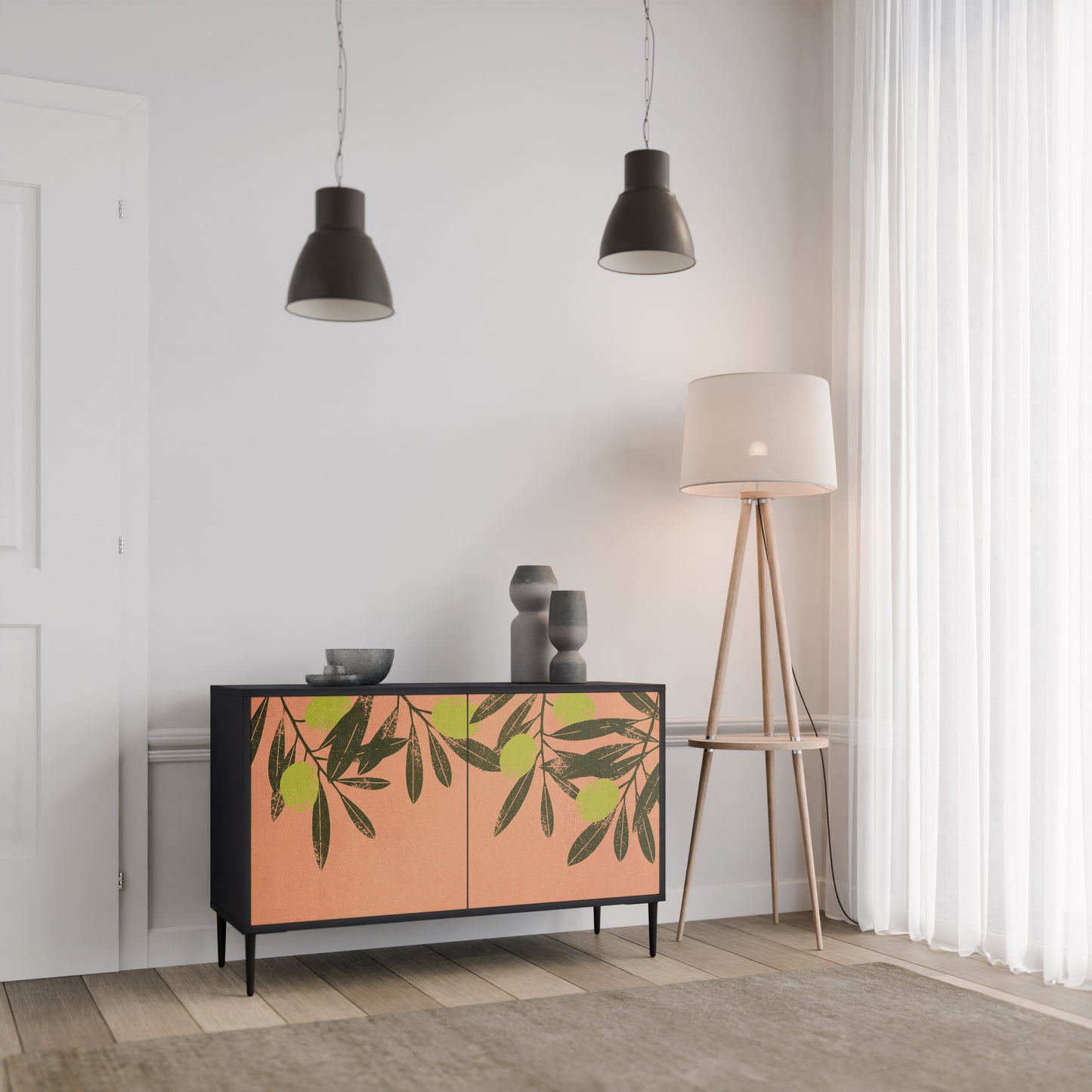JUICY OLIVES 2-Door Sideboard in Black Finish