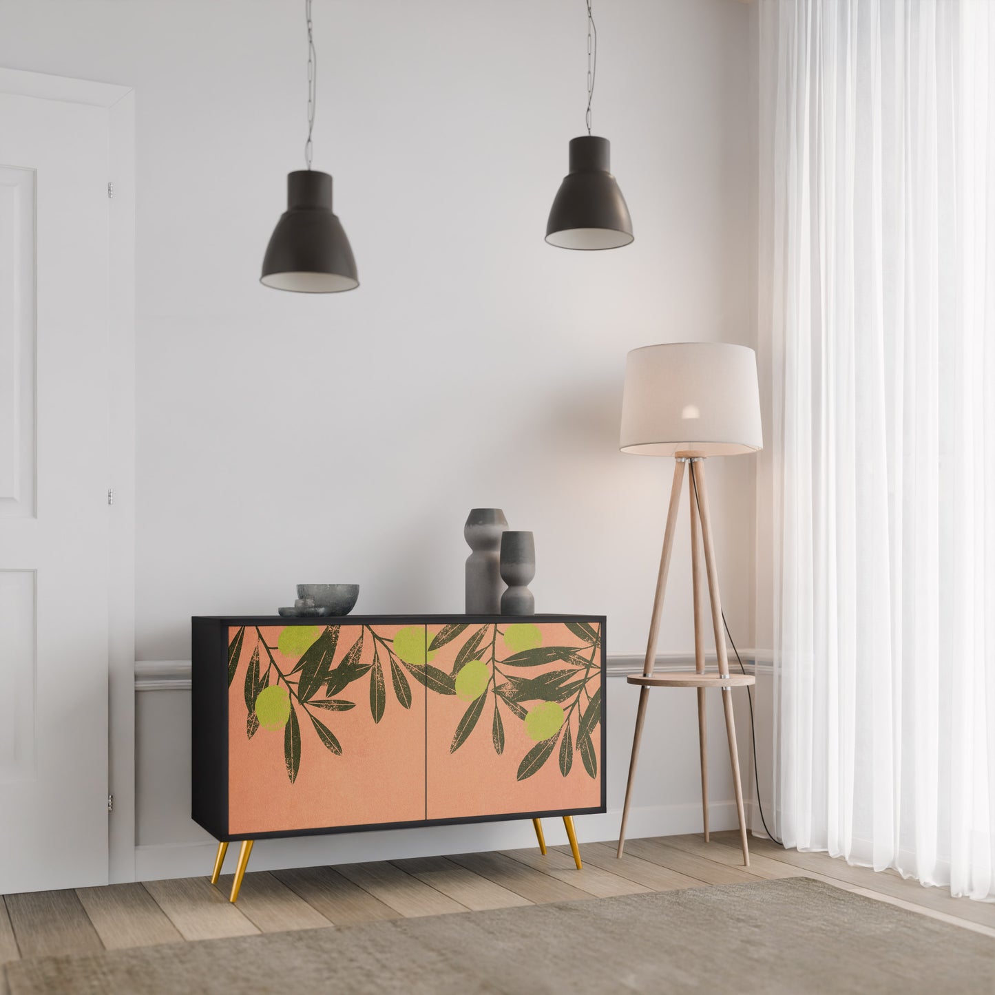 JUICY OLIVES 2-Door Sideboard in Black Finish