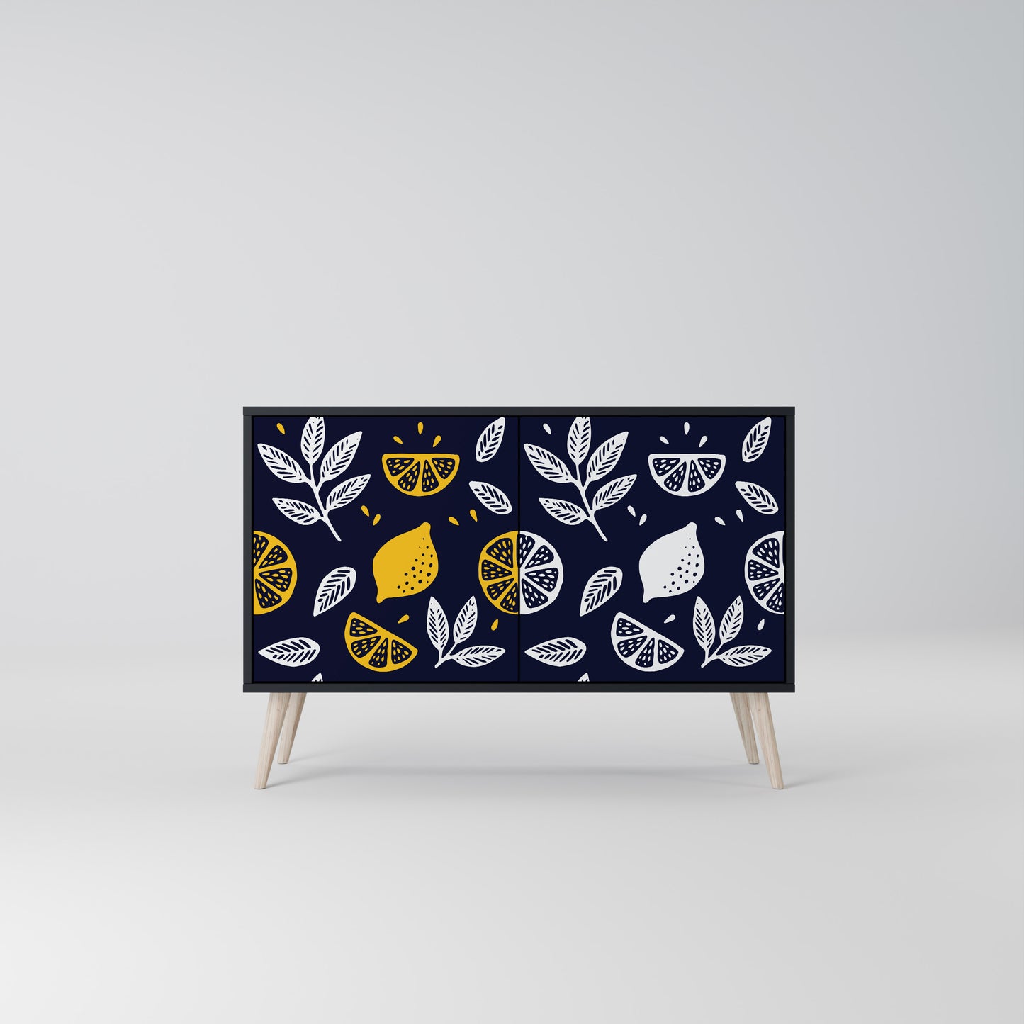 CITRUS BLACK AND WHITE 2-Door Sideboard in Black Finish