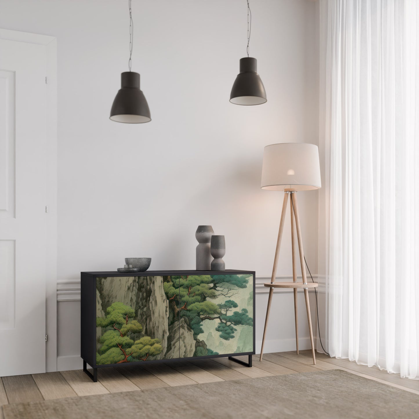 VERDURE ABYSS 2-Door Sideboard in Black Finish