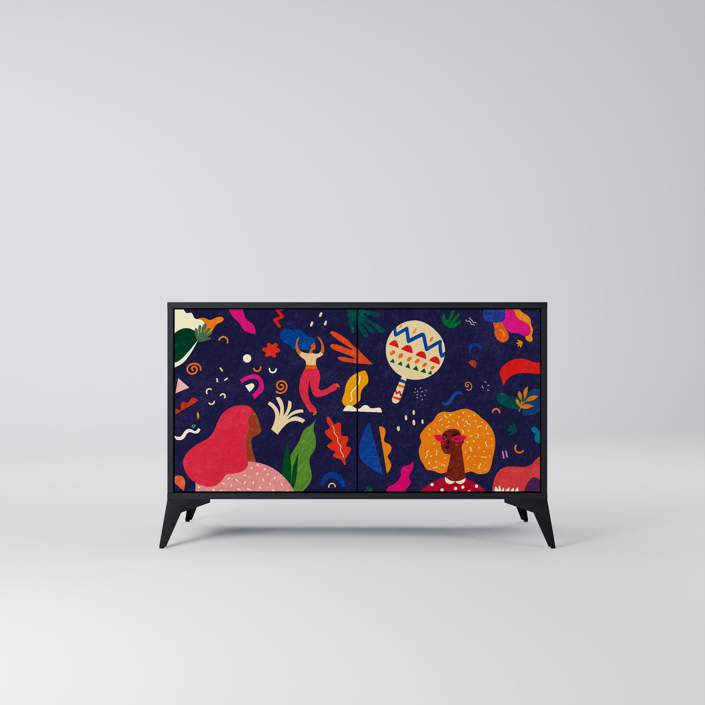 FESTIVE PLEASURES 2-Door Sideboard in Black Finish