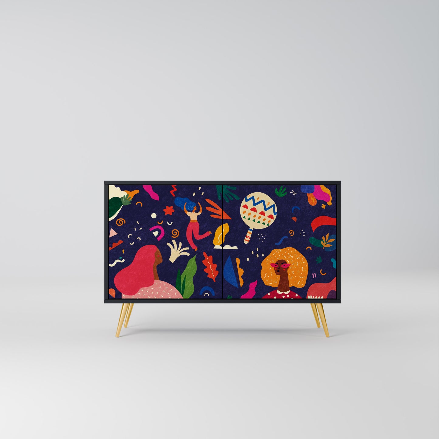 FESTIVE PLEASURES 2-Door Sideboard in Black Finish