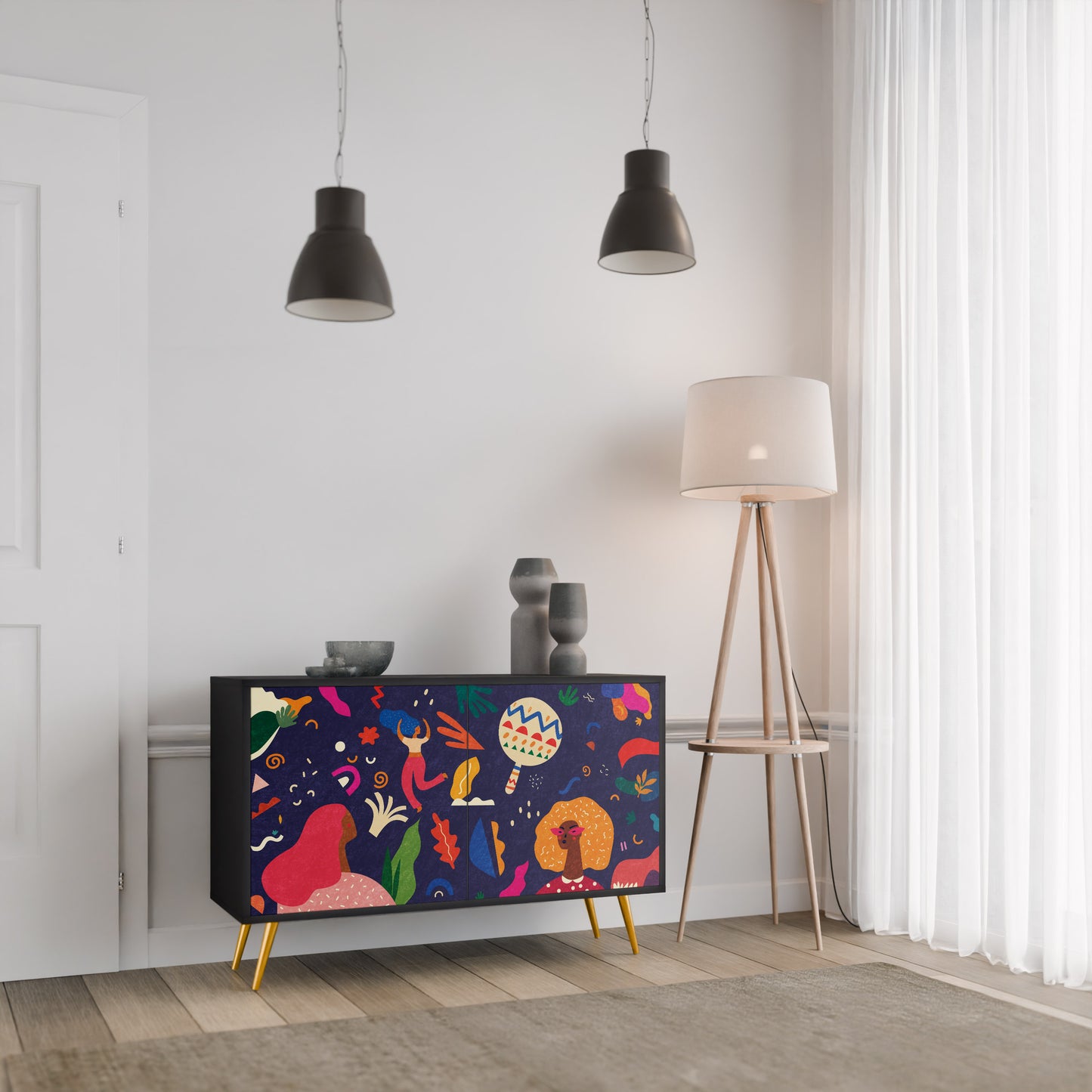 FESTIVE PLEASURES 2-Door Sideboard in Black Finish