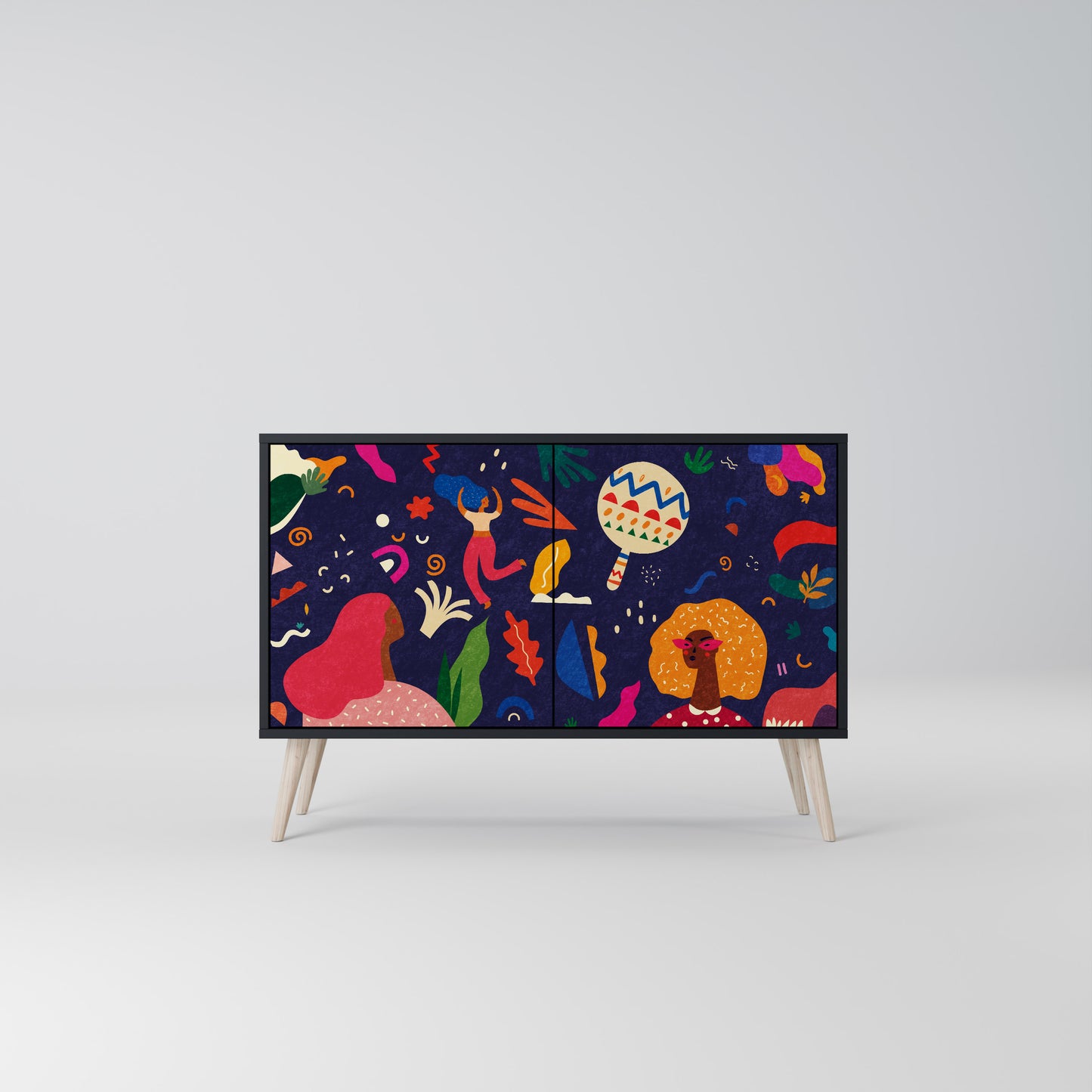 FESTIVE PLEASURES 2-Door Sideboard in Black Finish
