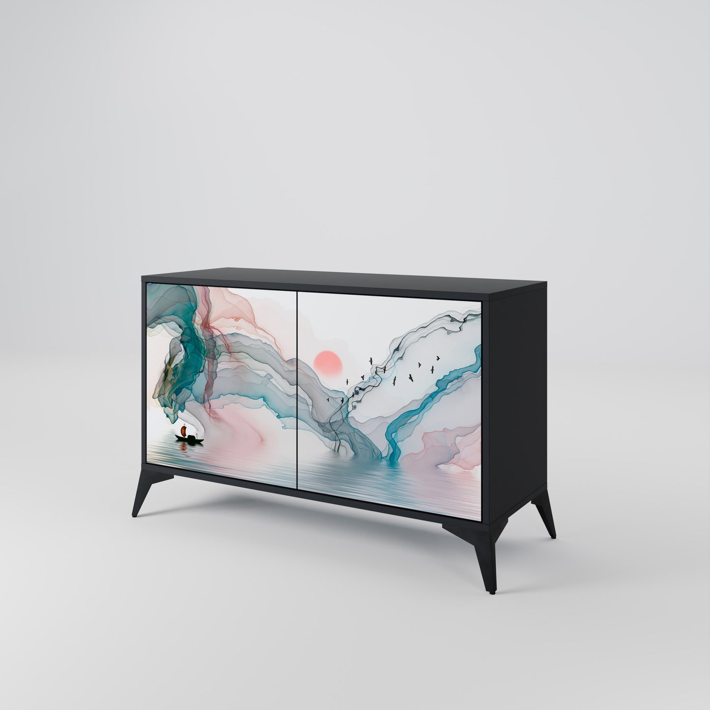 VELVET CROSSING 2-Door Sideboard in Black Finish