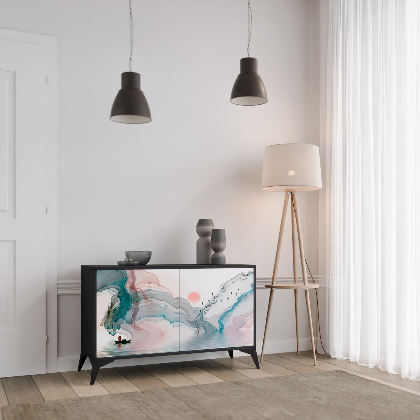 VELVET CROSSING 2-Door Sideboard in Black Finish