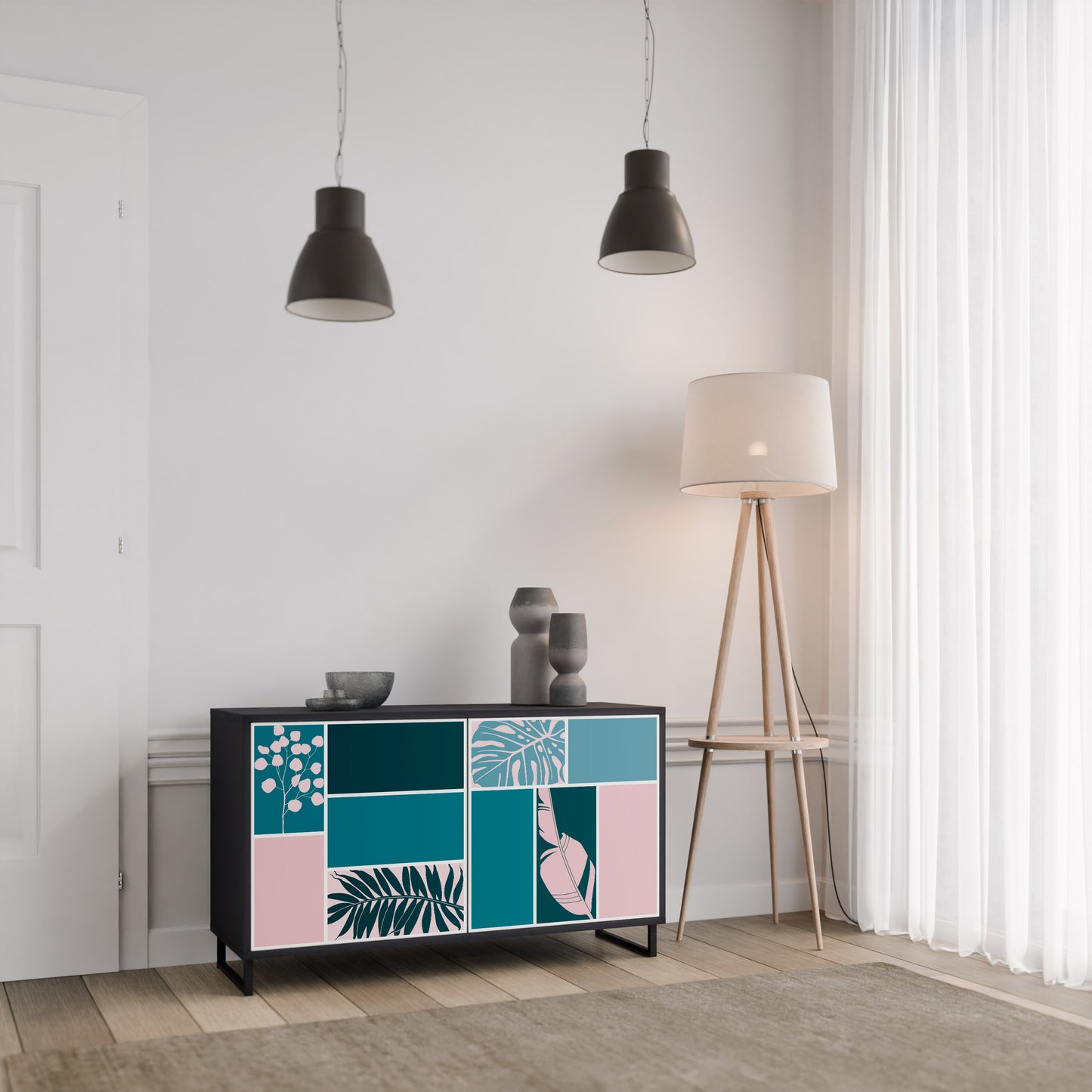 COMBINATION OF SHAPES 2-Door Sideboard in Black Finish