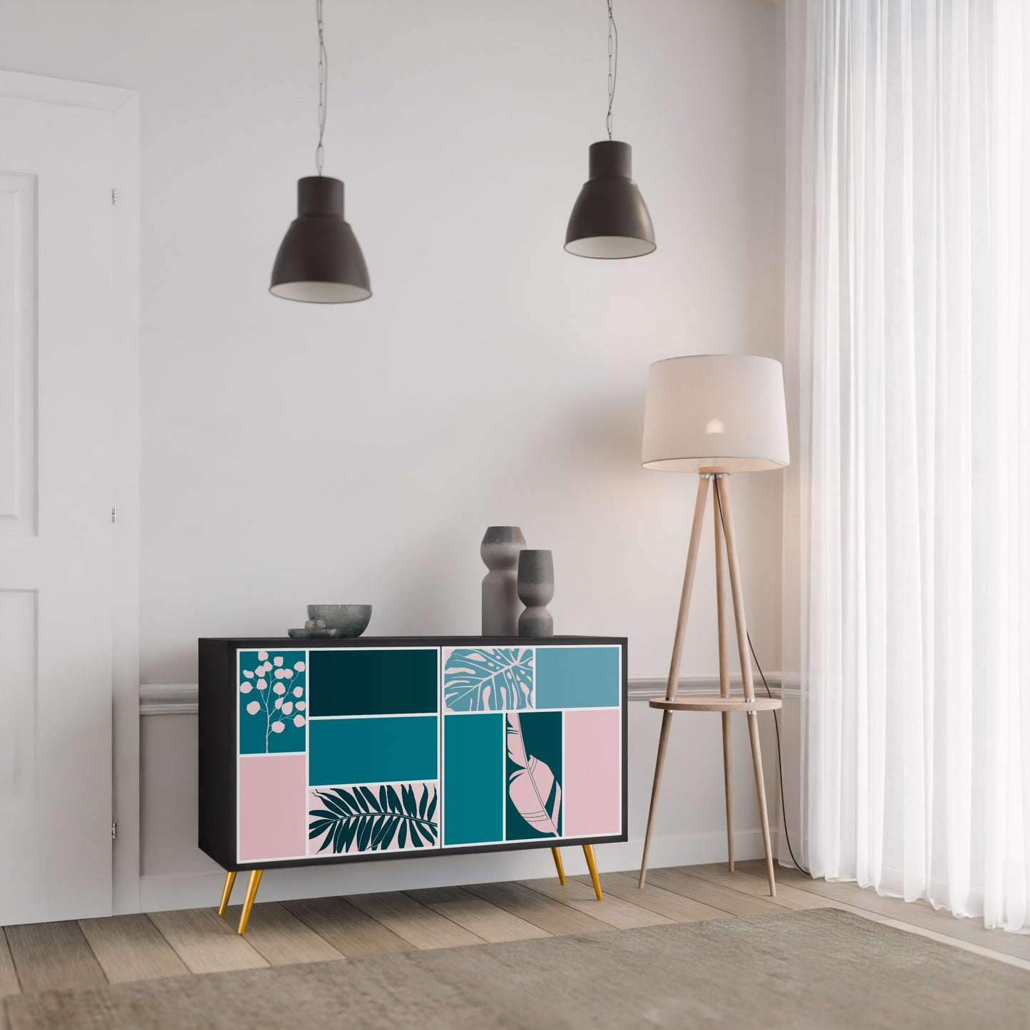 COMBINATION OF SHAPES 2-Door Sideboard in Black Finish