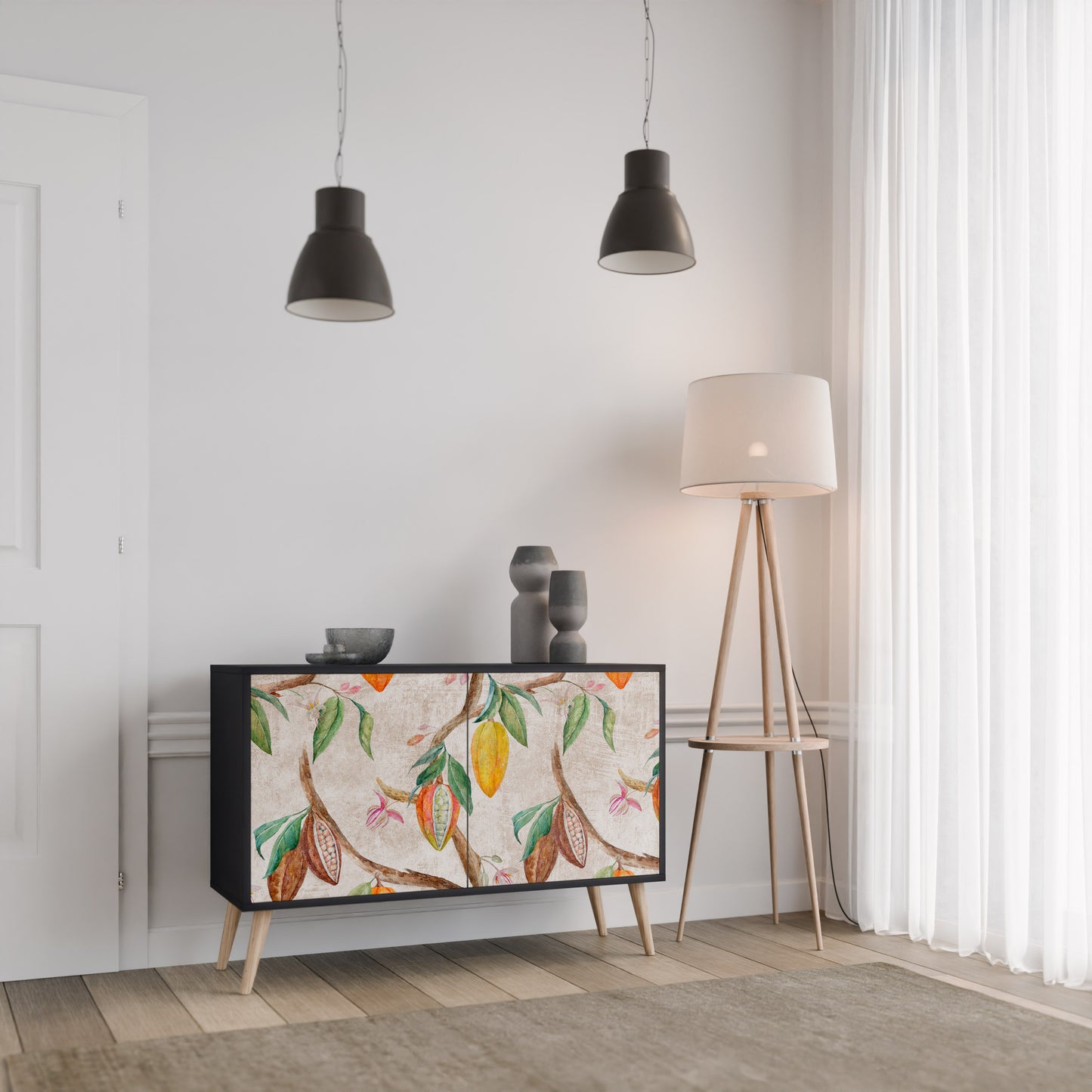 COCOA FRUITS 2-Door Sideboard in Black Finish